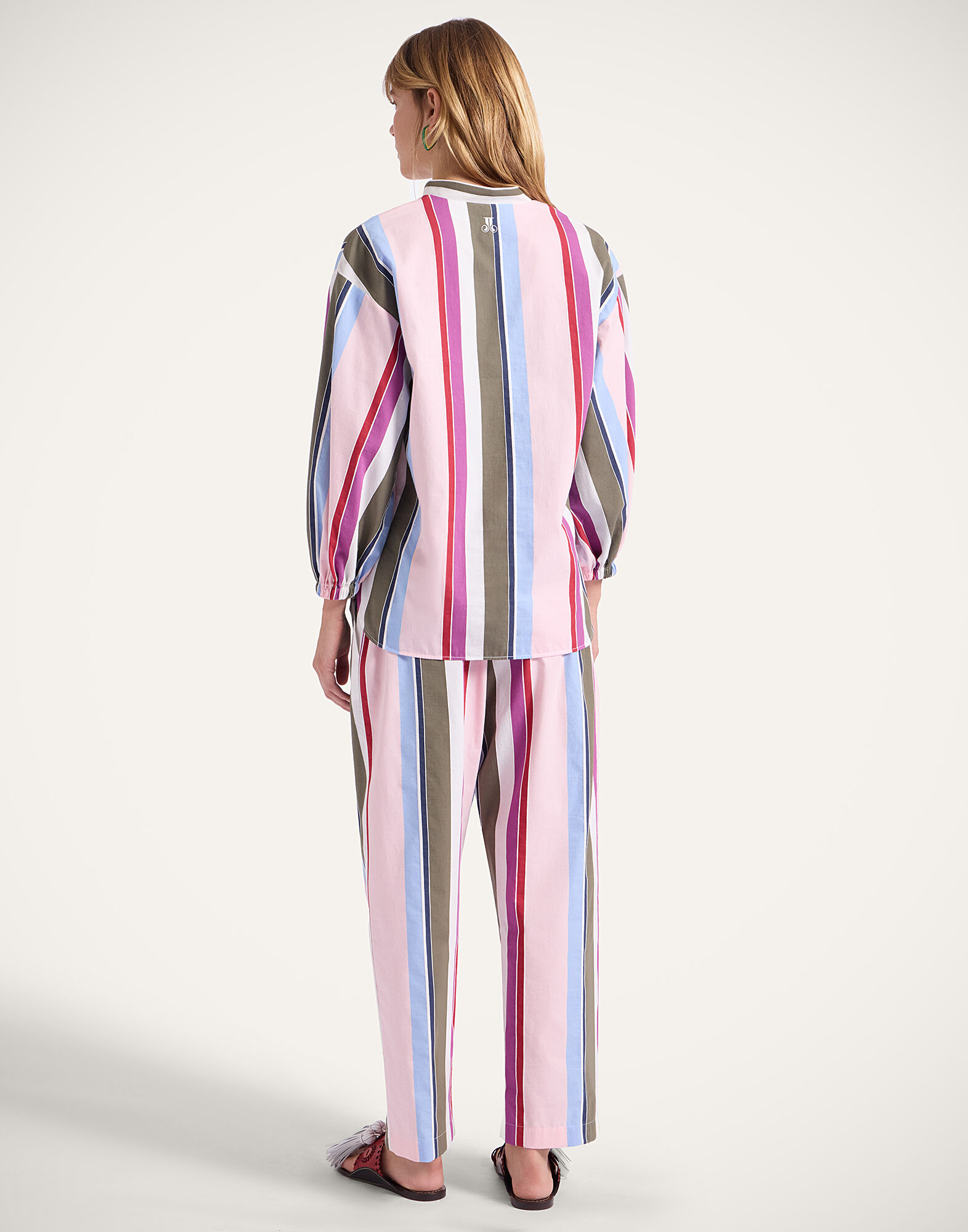 La DoubleJ Drawstring Pants Stripes Multicolor Pink TRO0053COT078CLB22PI01