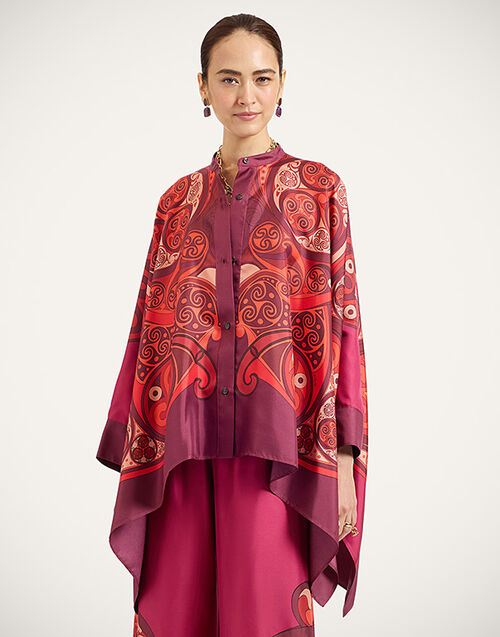 La DoubleJ Foulard Shirt Alchemy Plac&eacute;e Dark Red SHI0059SIL001ALC03RE40