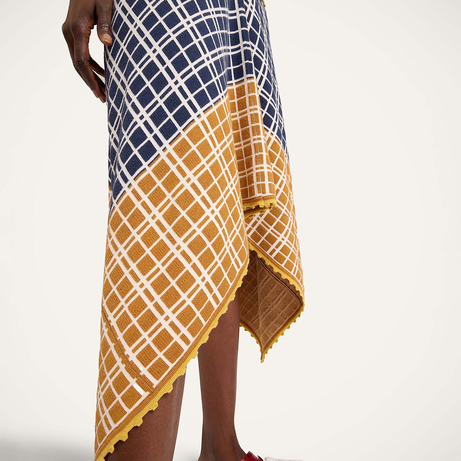  La Doublej Skirts Women - Check Me Skirt Multicolor Navy Blue & Mustard M 50% Cotton 35% Viscose 15% Polyester 