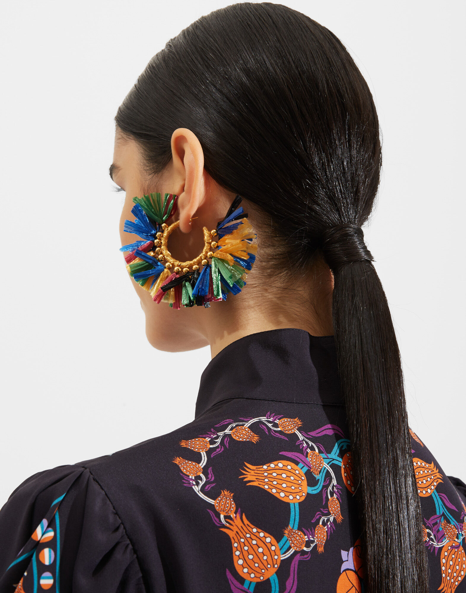 La DoubleJ Hoop Earrings Multicolor Blu/Verde EAR0023RAF001MUL0028