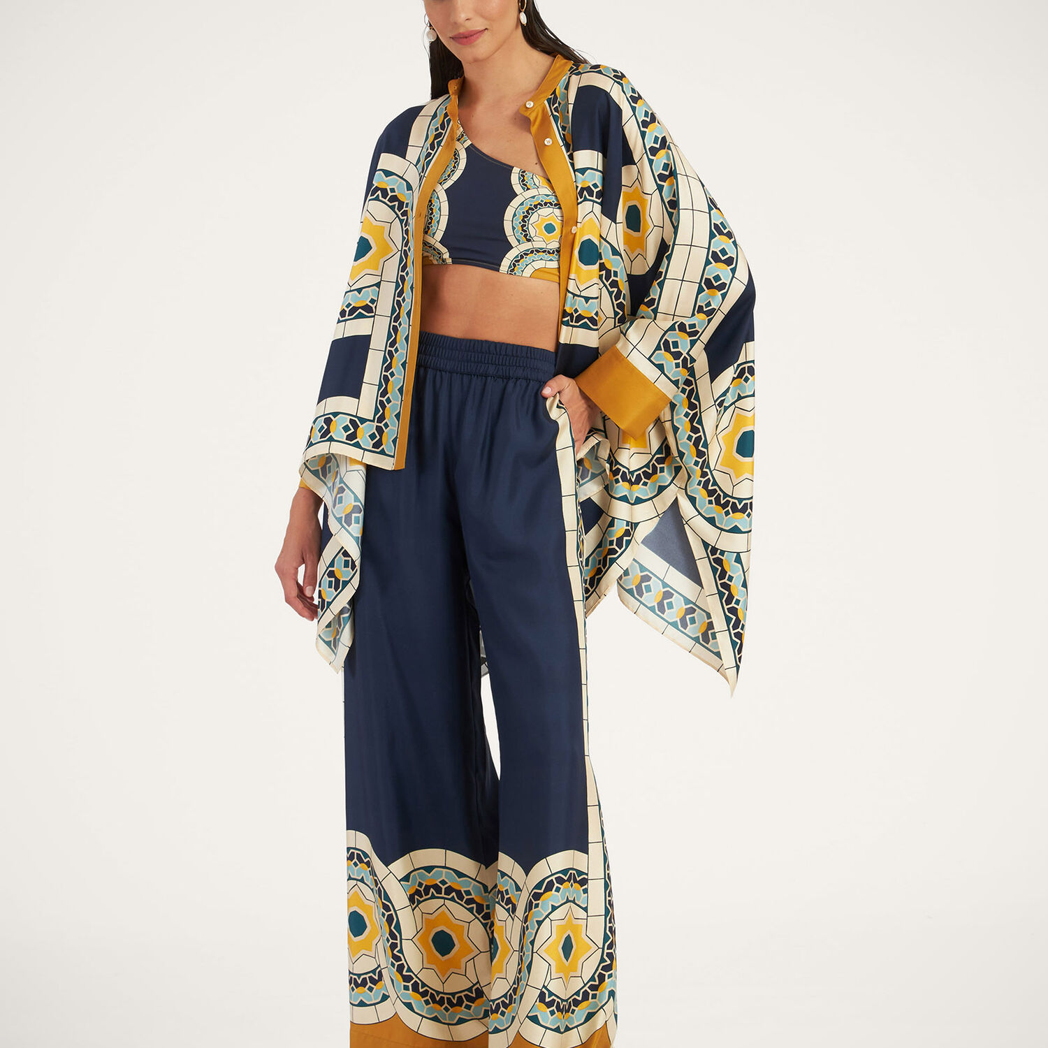 La Doublej Printed Top In Mudejar Placée Blue