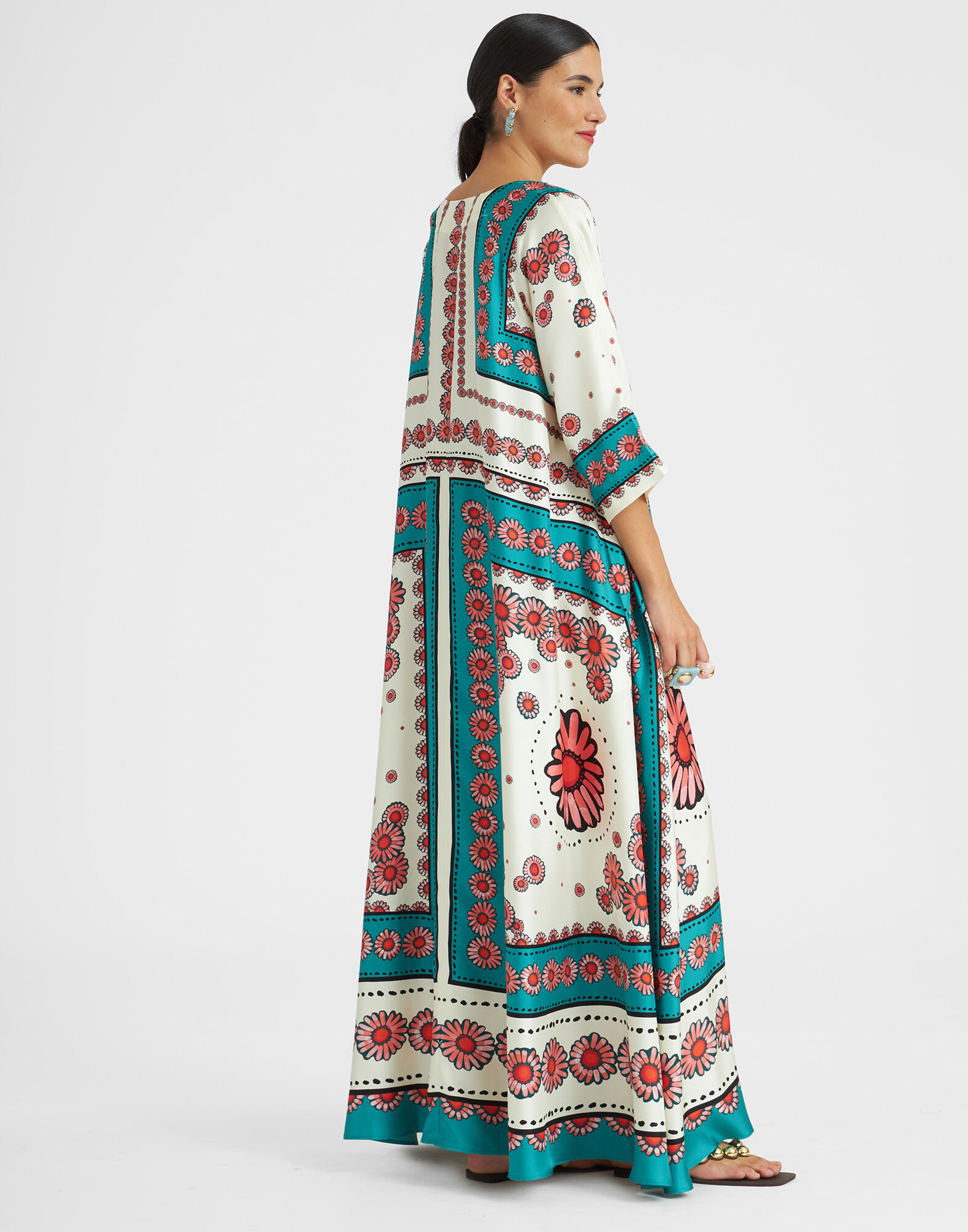 La DoubleJ Muumuu Dress Daisy Plac&eacute;e Turquoise DRE0225SIL006DAY0008