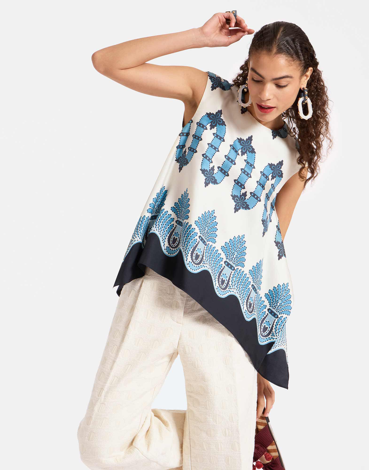 La DoubleJ San Carlo Top Scirocco Plac&eacute;e Ivory TOP0092SIL001SCI03WH04