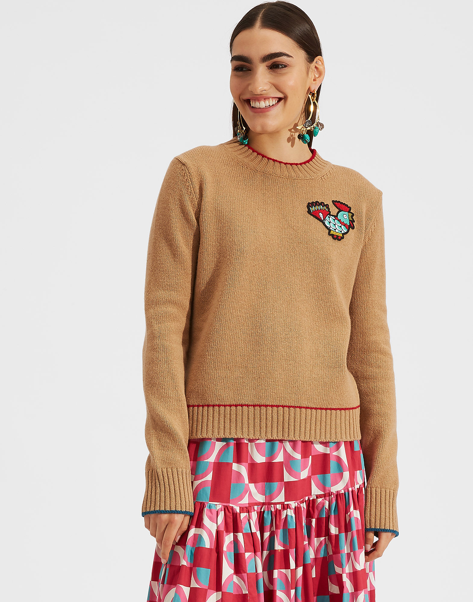 LaDoubleJ Crew Neck Solid Dark Brown PUL0001KNI001CAM0001