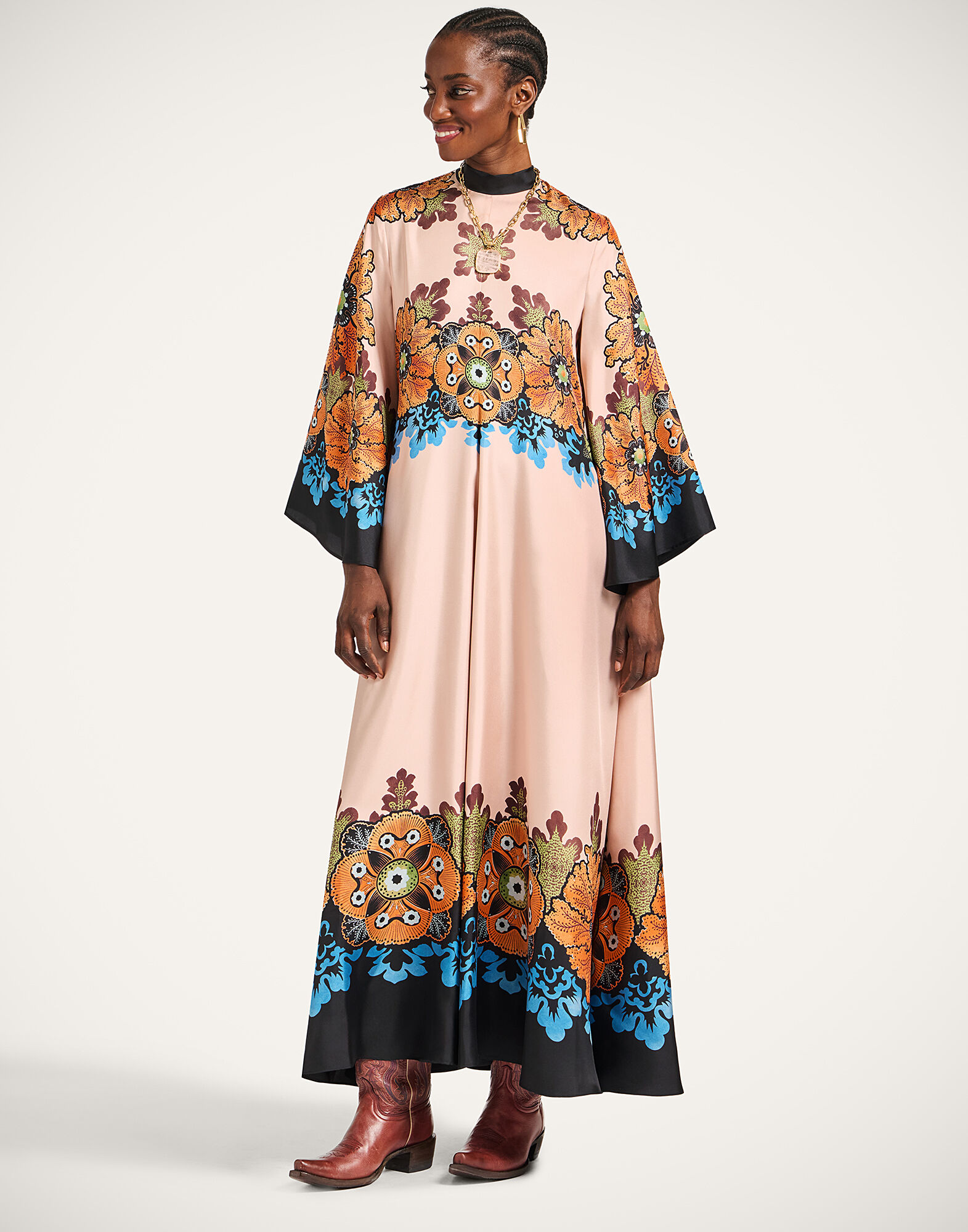 La DoubleJ Magnifico Dress Bounty Plac&eacute;e Orange DRE0232SIL006BOU01OR02