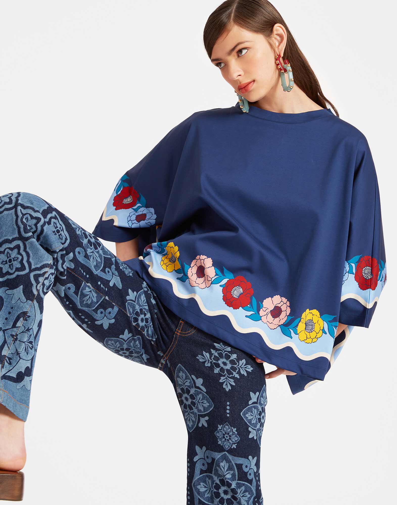 La DoubleJ Meditation Poncho Whitsun Plac&eacute;e Blue TOP0139JER025FSK03BU03