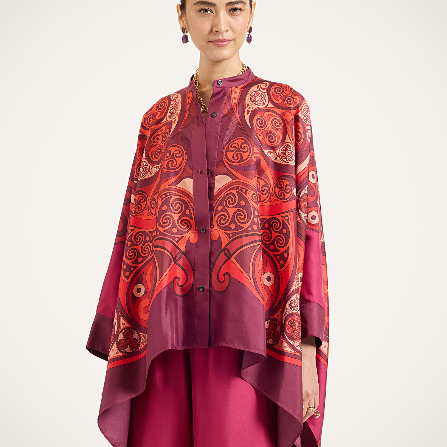 La Doublej Foulard Shirt In Alchemy Placée Dark Red
