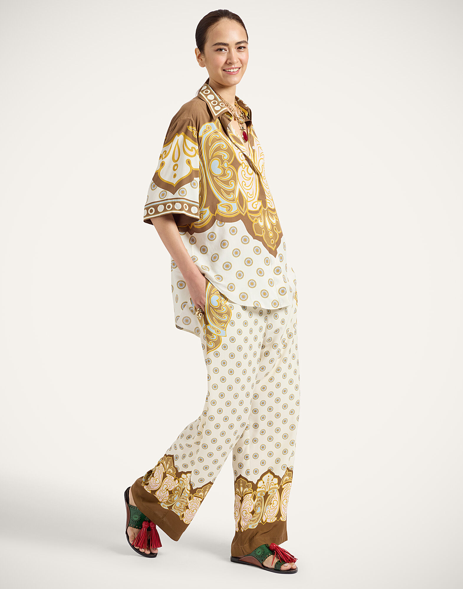La DoubleJ Club Pants Cocoon Plac&eacute;e Brown TRO0210VIS033COC02BR02