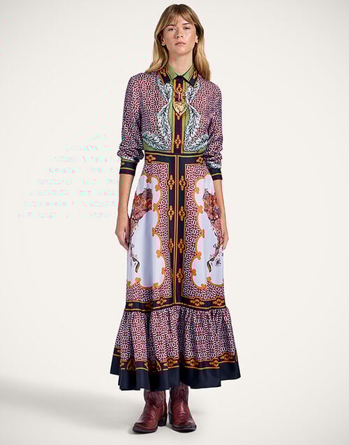 La DoubleJ Long Sleeves San Pietro Dress La DoubleJ Long Sleeves San Pietro Dress Mariposa Placée Celeste DRE0969SIL006MAR07BU12