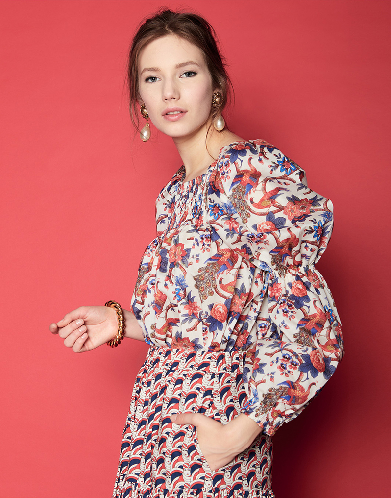 LaDoubleJ Peasant Top LaDoubleJ Peasant Top Pavone SHI0009COT003PAV0002