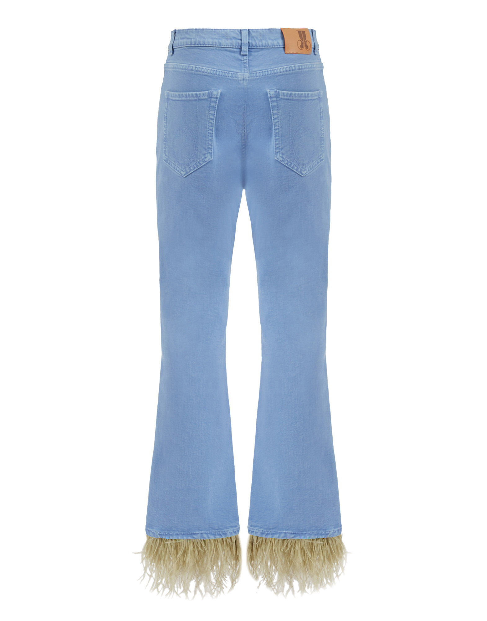 Fancy Crop Jeans With Feathers in Light Blue for Women La DoubleJ
