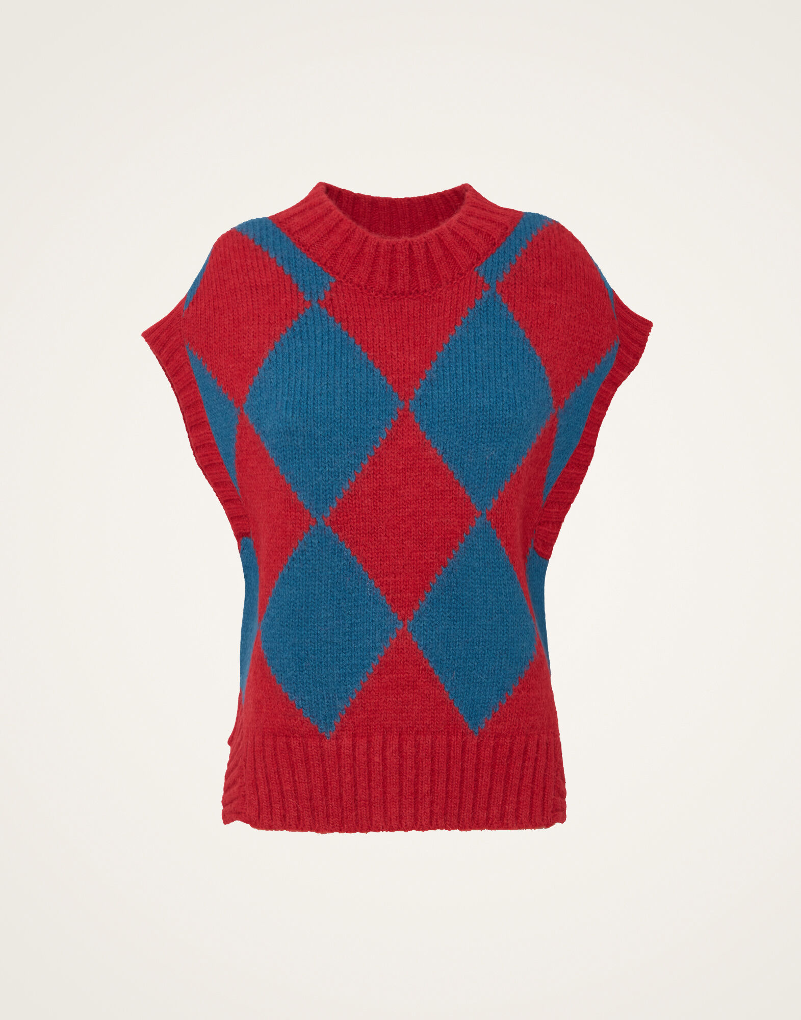 La DoubleJ Argyle Gilet Red & Blue PUL0135KNI064VA183RE01