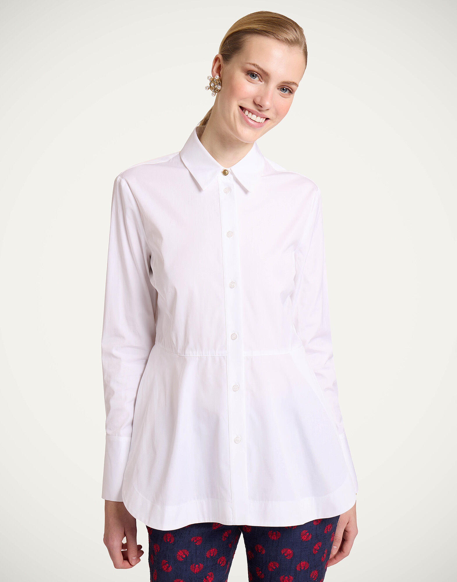La DoubleJ Iris Shirt Solid White SHI0113COT064SOLIDWH01