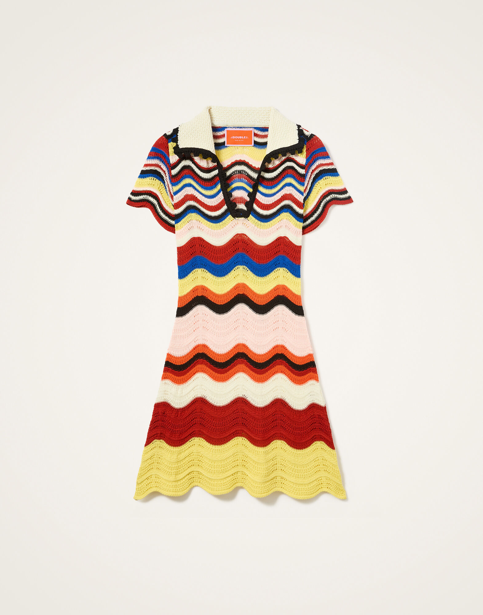 La DoubleJ Chevron Mini Dress Multicolor Pink & Red DRE0915KNI158VA365PI01