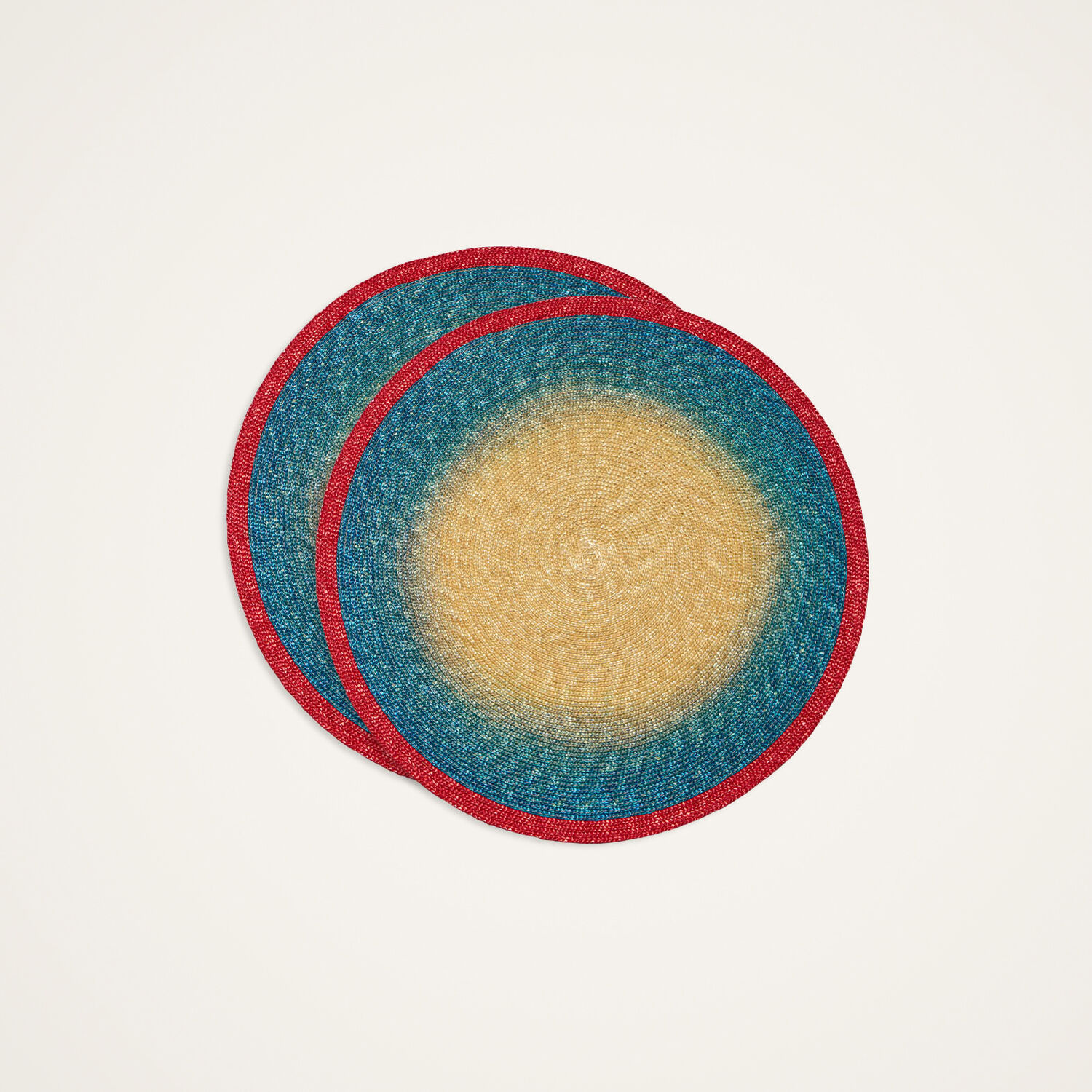 La Doublej Handpainted Sunset Placemats Set Of 2 In Gradient Blue