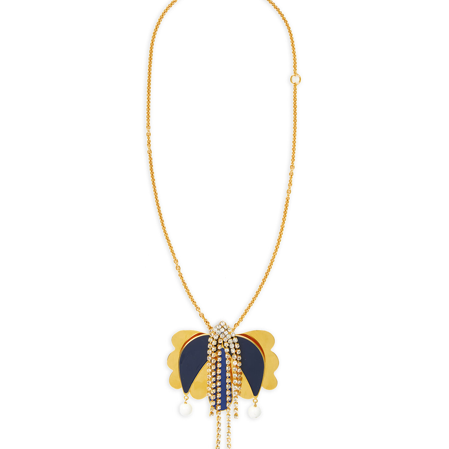 La Doublej Draped Floral-pendant Necklace In Oro Blu