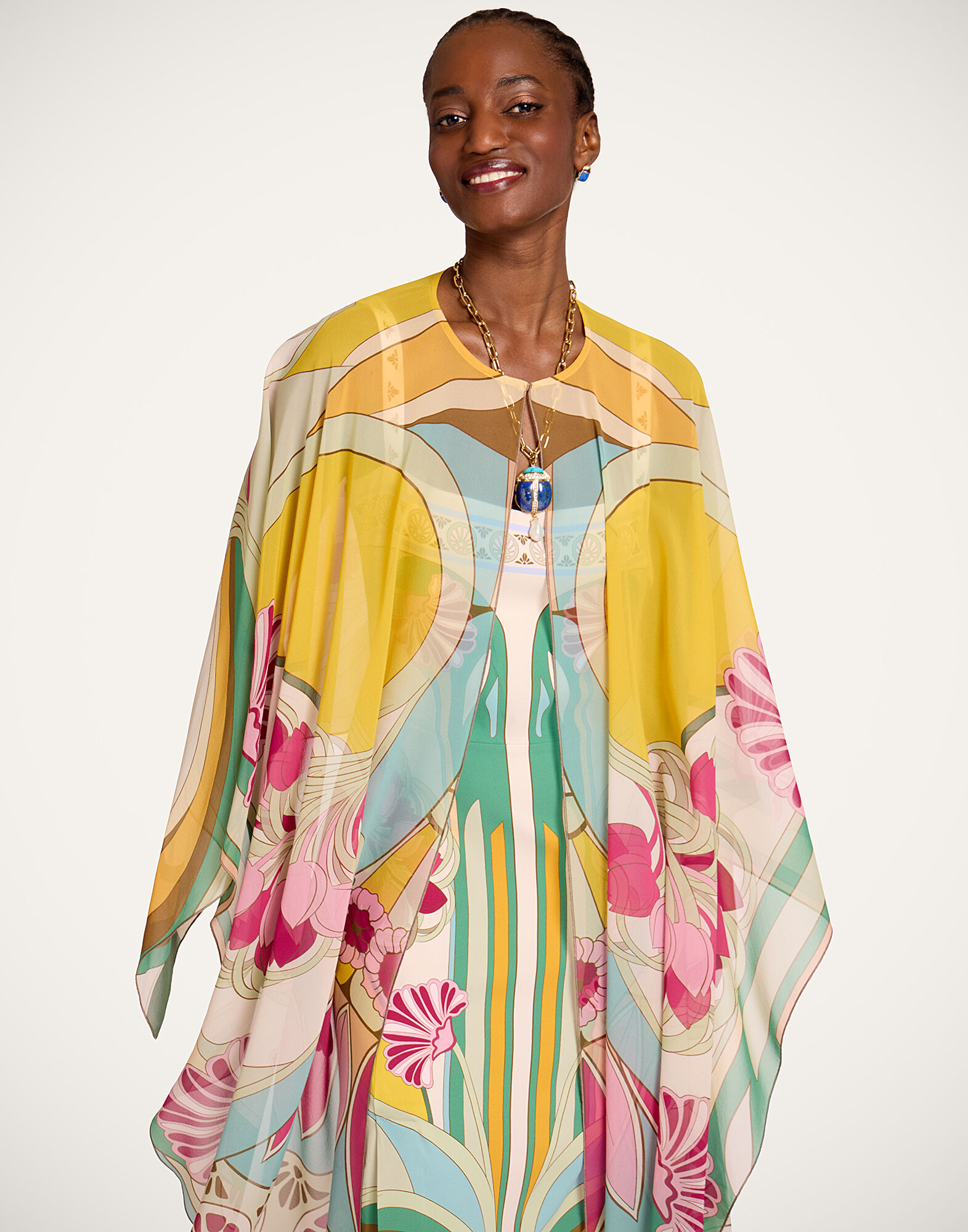 La DoubleJ Maria Cape Tulip Plac&eacute;e Green SCA0092SIL014TUL07GR02