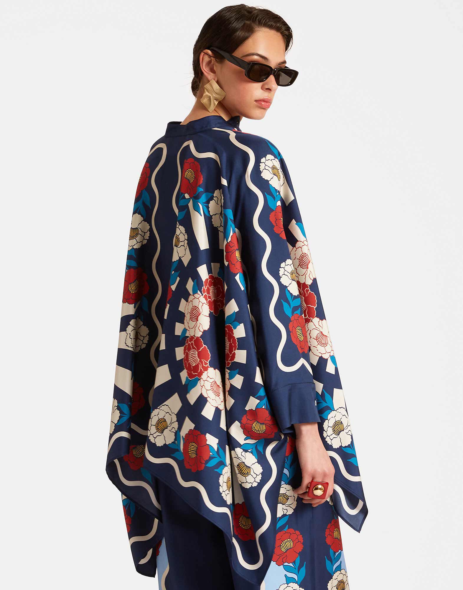 La DoubleJ Foulard Shirt Whitsun Plac&eacute;e Blue SHI0059SIL006FSK03BU03