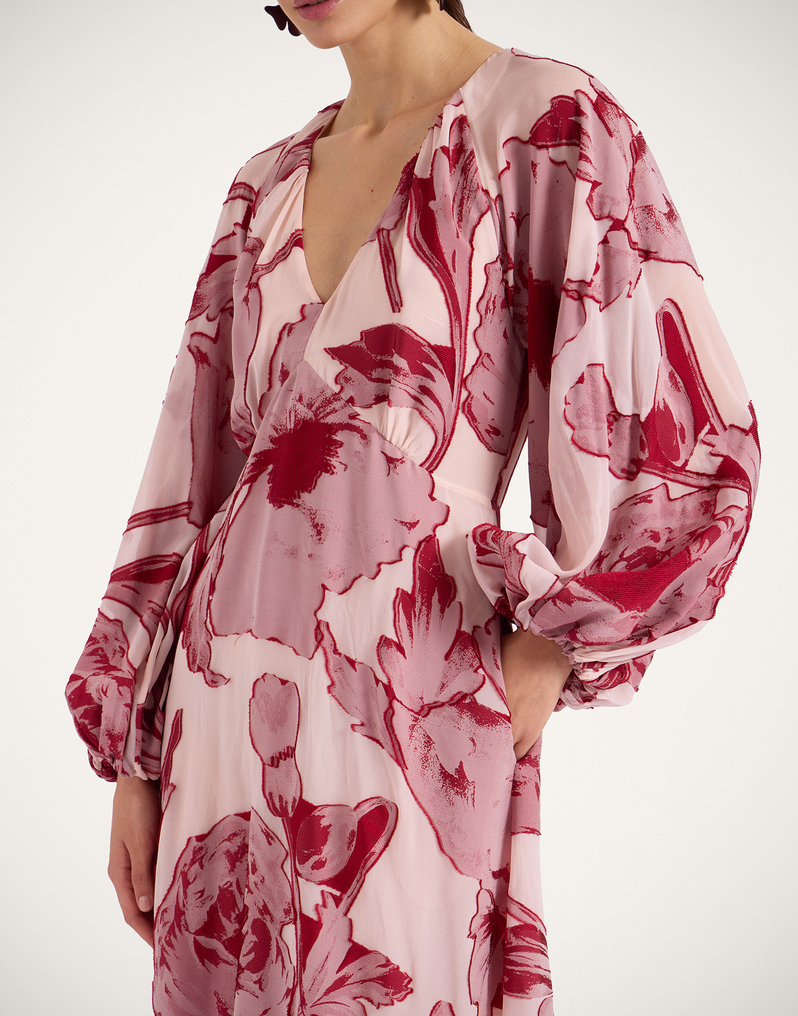 Eve-Ning V Dress in Sylph Fil Coupé Pink for Women | La DoubleJ