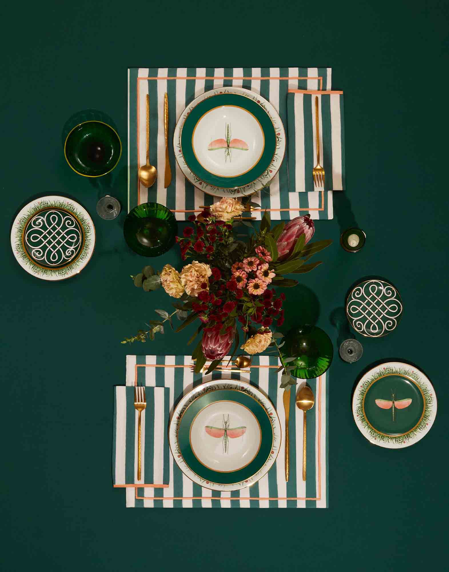 La DoubleJ Large Napkins Set Of 2 Riviera Green NAP0010LIN001RIV07GR02