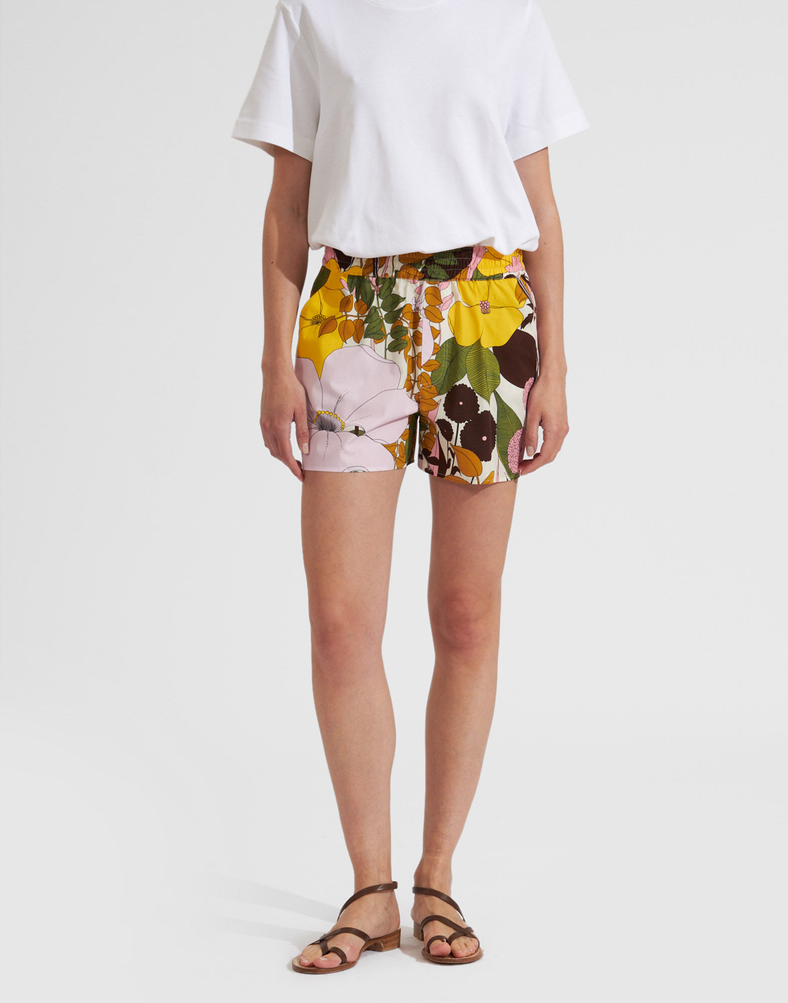 La DoubleJ Pull-Up Shorts Big Flower Rose TRO0059COT039BFL03PI01