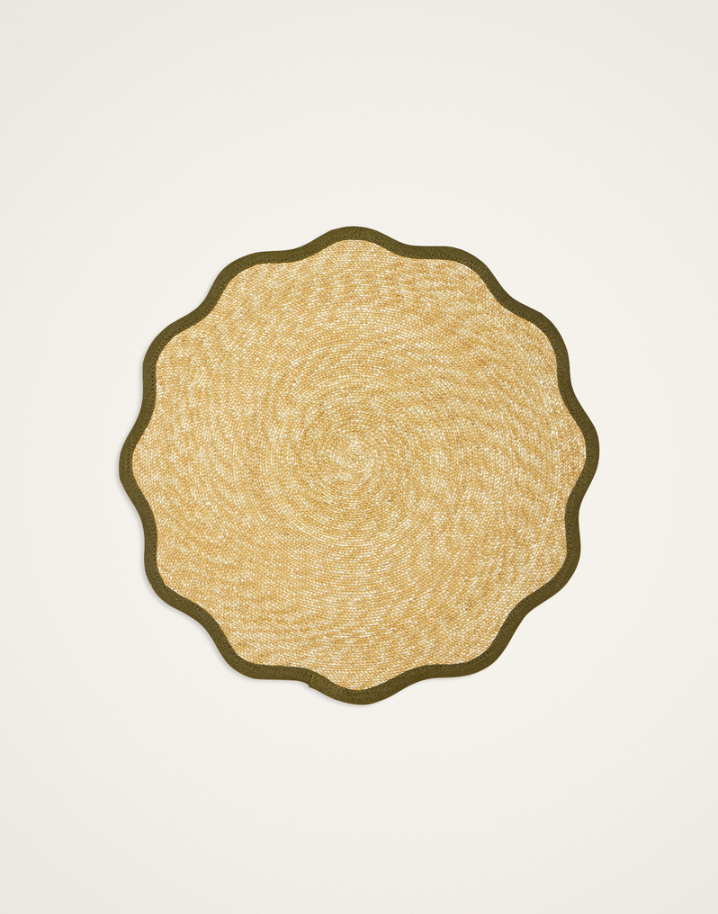 La DoubleJ Straw Cloud Placemats Set Of 2 La DoubleJ Straw Cloud Placemats Set Of 2 Solid Olive PMT0031STR001SOLIDGR05
