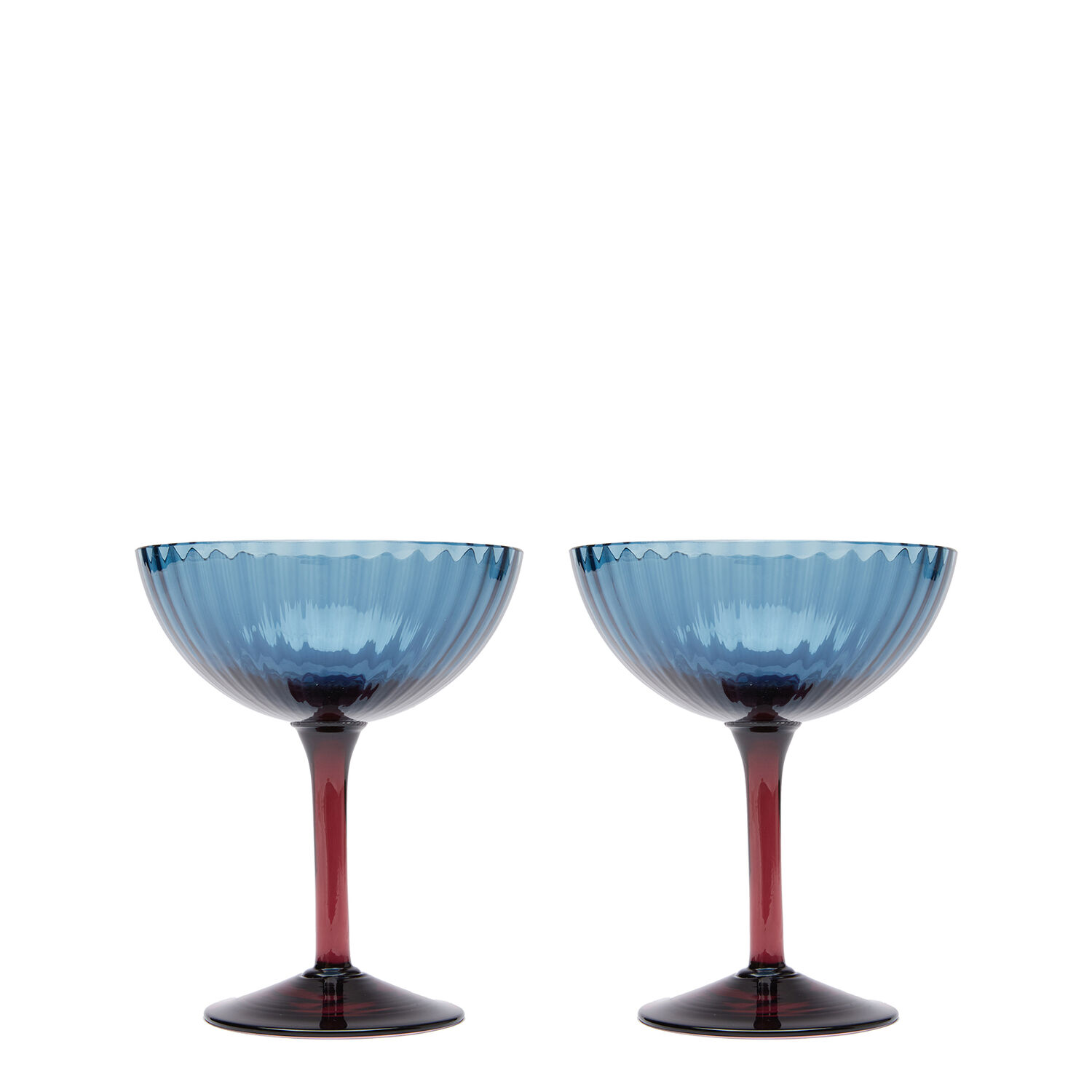 La Doublej Set Of 2 Champagne Glasses In Blu Fumé