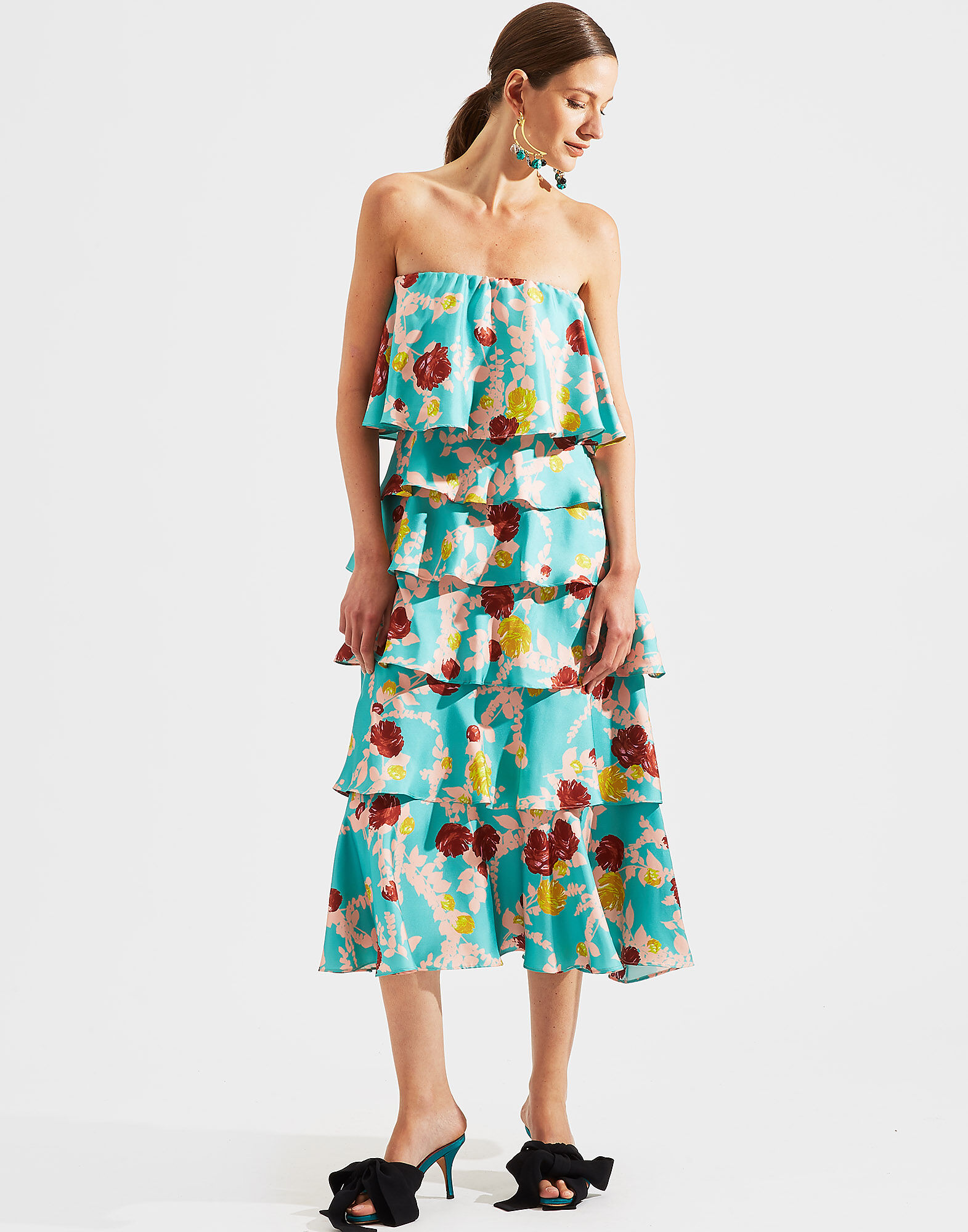 LaDoubleJ Tosca Dress Winter Rose Turchese DRE0173SIL001WTR0002