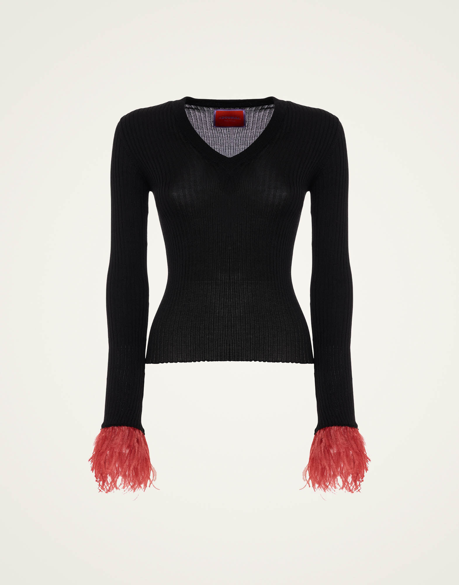 La DoubleJ V-Neck High Kick Top Solid Black PUL0206KNI122VA290BL01