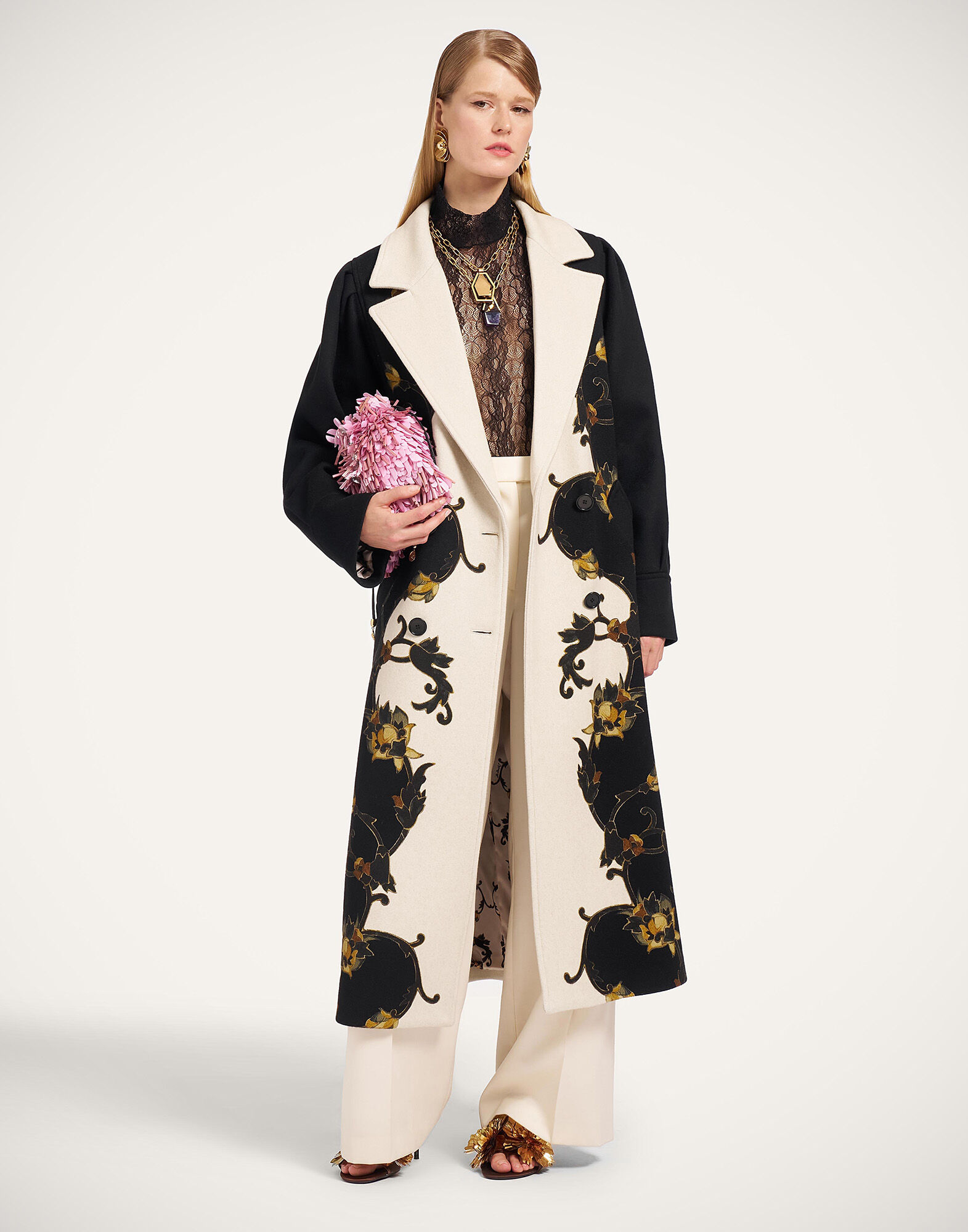 La DoubleJ Victoria Coat Buttercup Plac&eacute;e Black JAC0207PLA003BTC03BL01