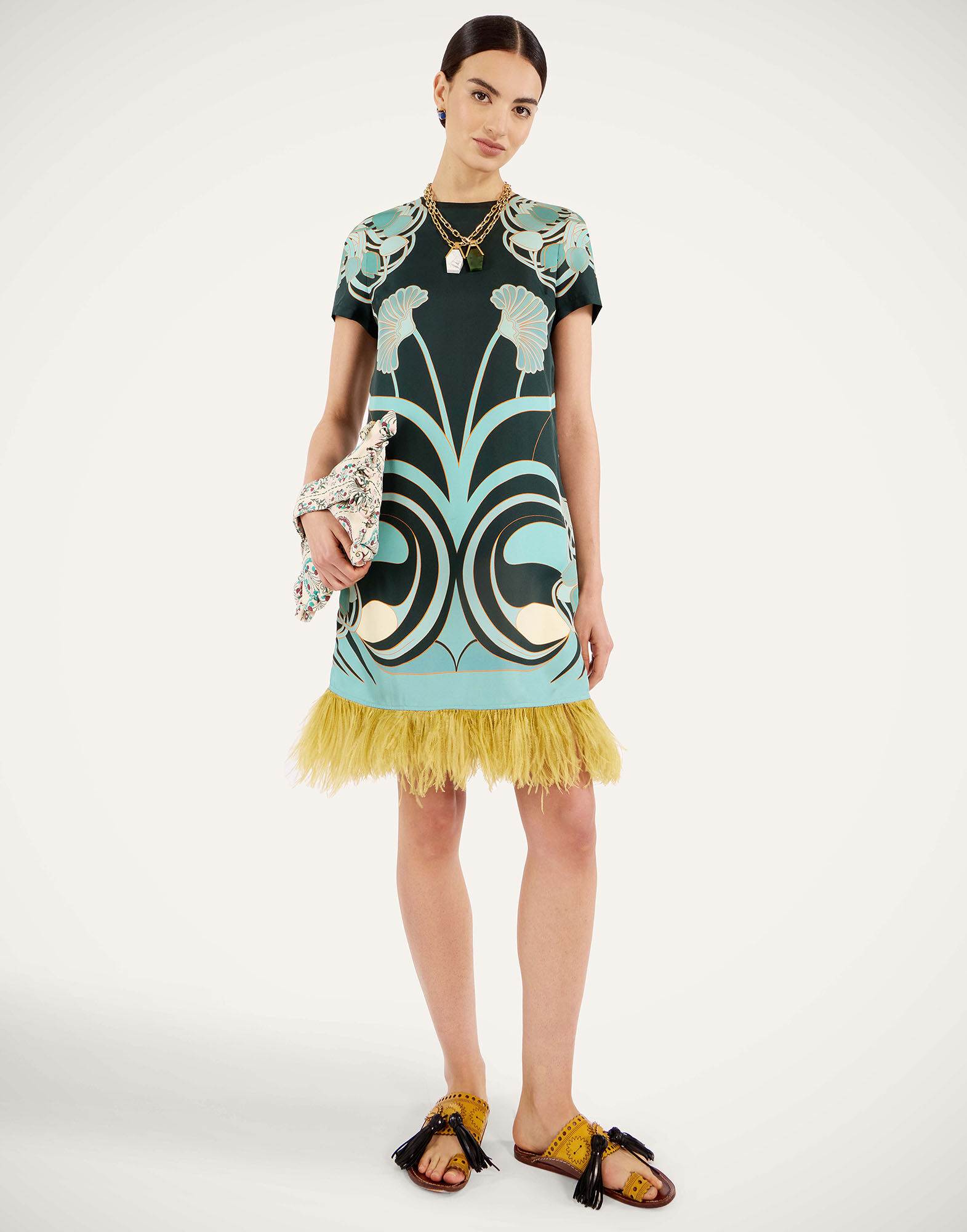 La DoubleJ Mini Swing Dress Blooming Tulip Plac&eacute;e Dark Green DRE0963SIL026BTU01GR03