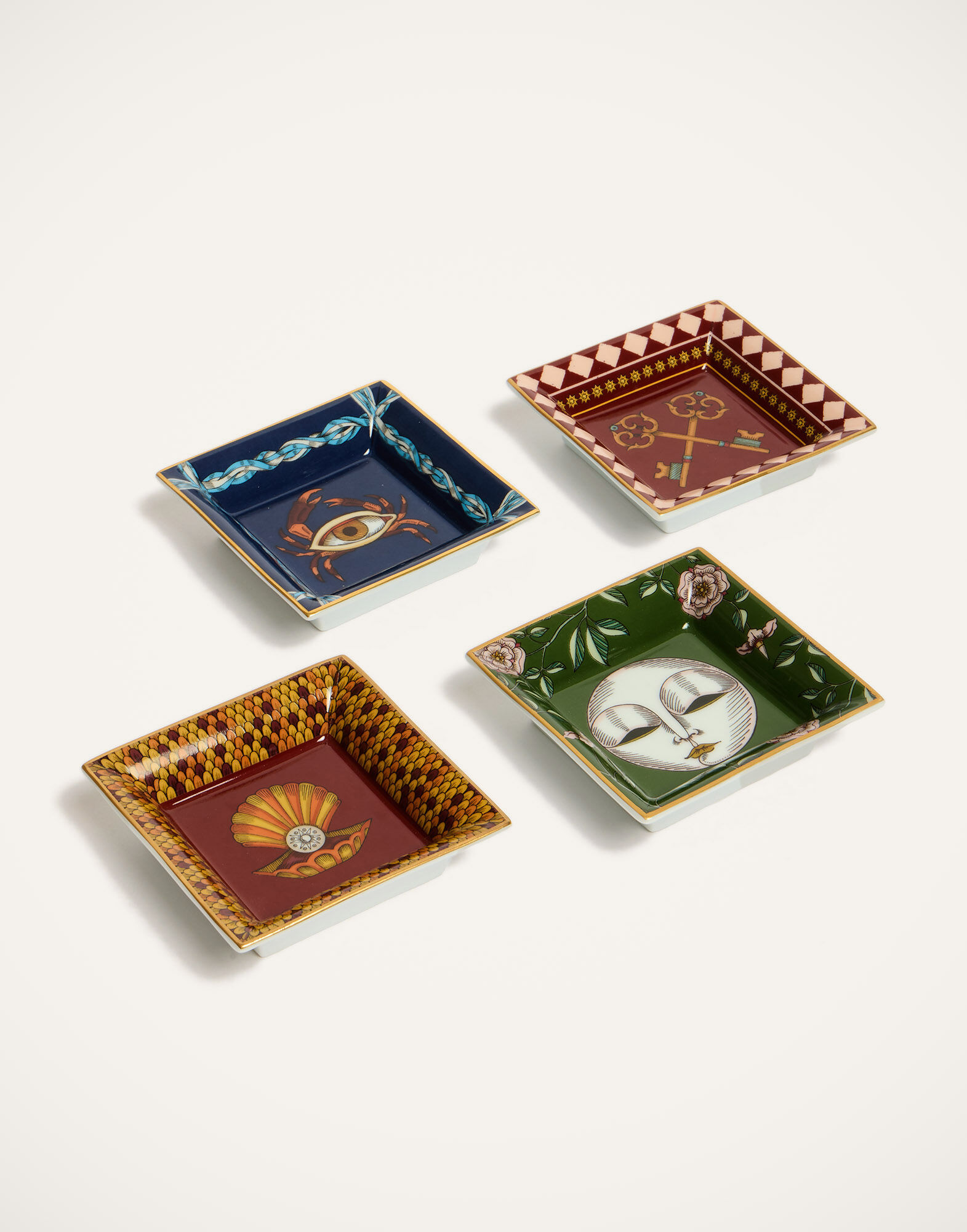 La DoubleJ Mini Trinket Tray The Moon Dark Green TRI0009CER001MOO03GR03