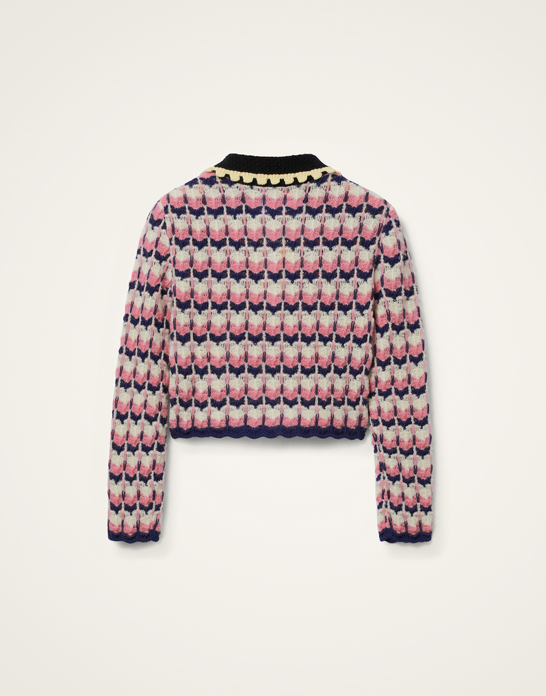 La DoubleJ Long Sleeves Picket Polo Shirt La DoubleJ Long Sleeves Picket Polo Shirt Multicolor Pink & White PUL0293KNI168VA409PI01