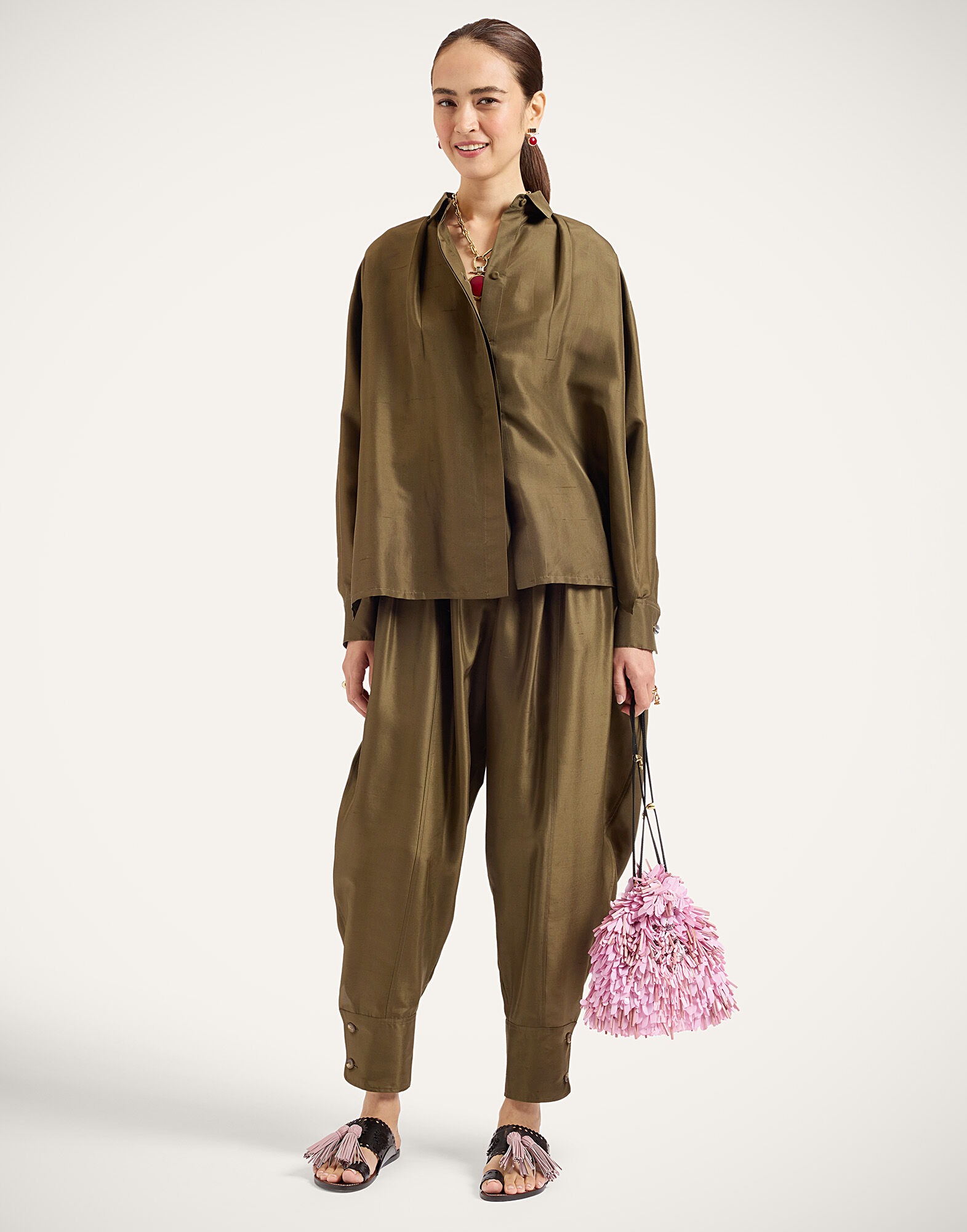 La DoubleJ Harem Pants Solid Moss Green TRO0216SIL031SOLIDGR14