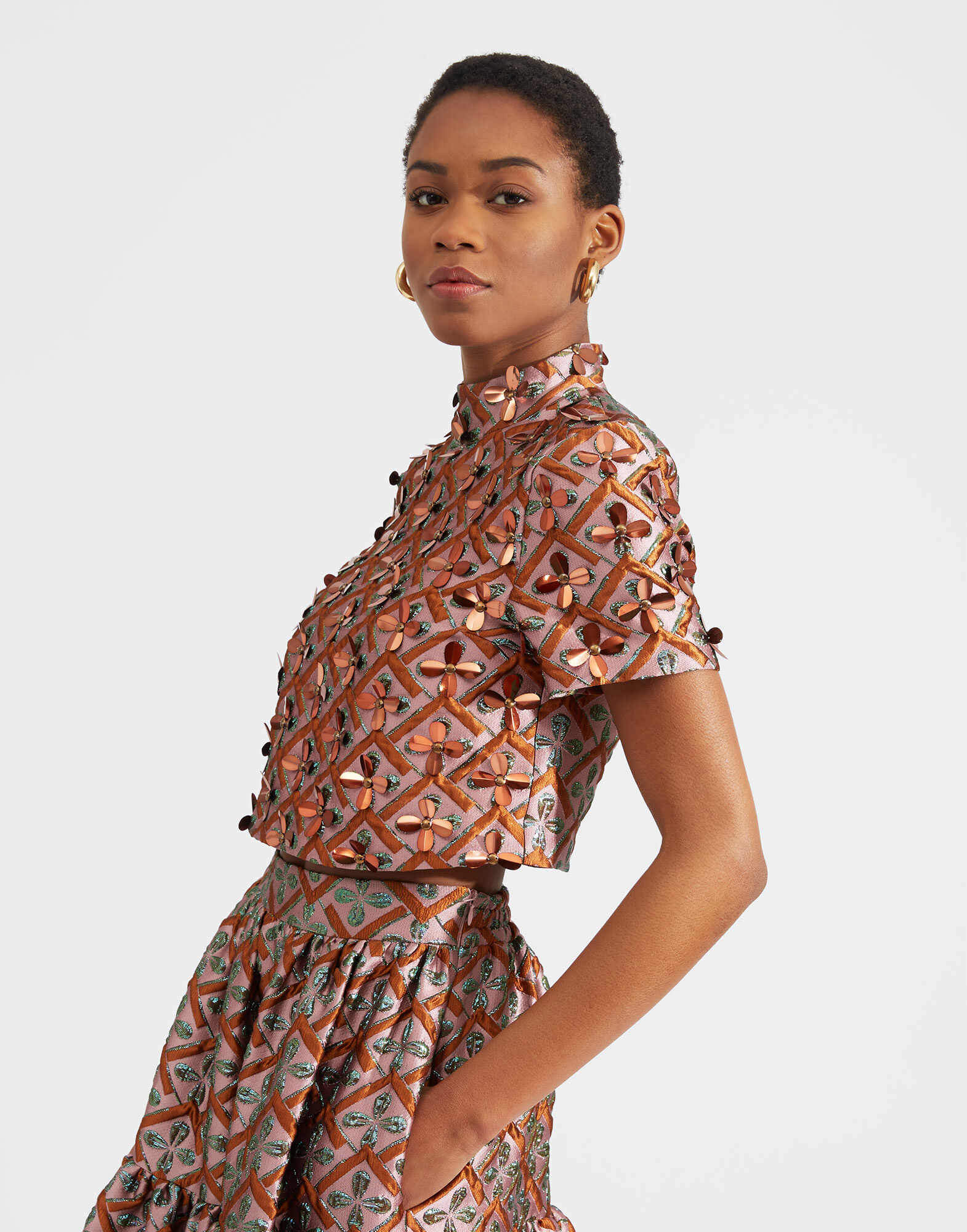 La DoubleJ Juliet Crop Top Embroidered Absinthe TOP0091JAC038ABS0001