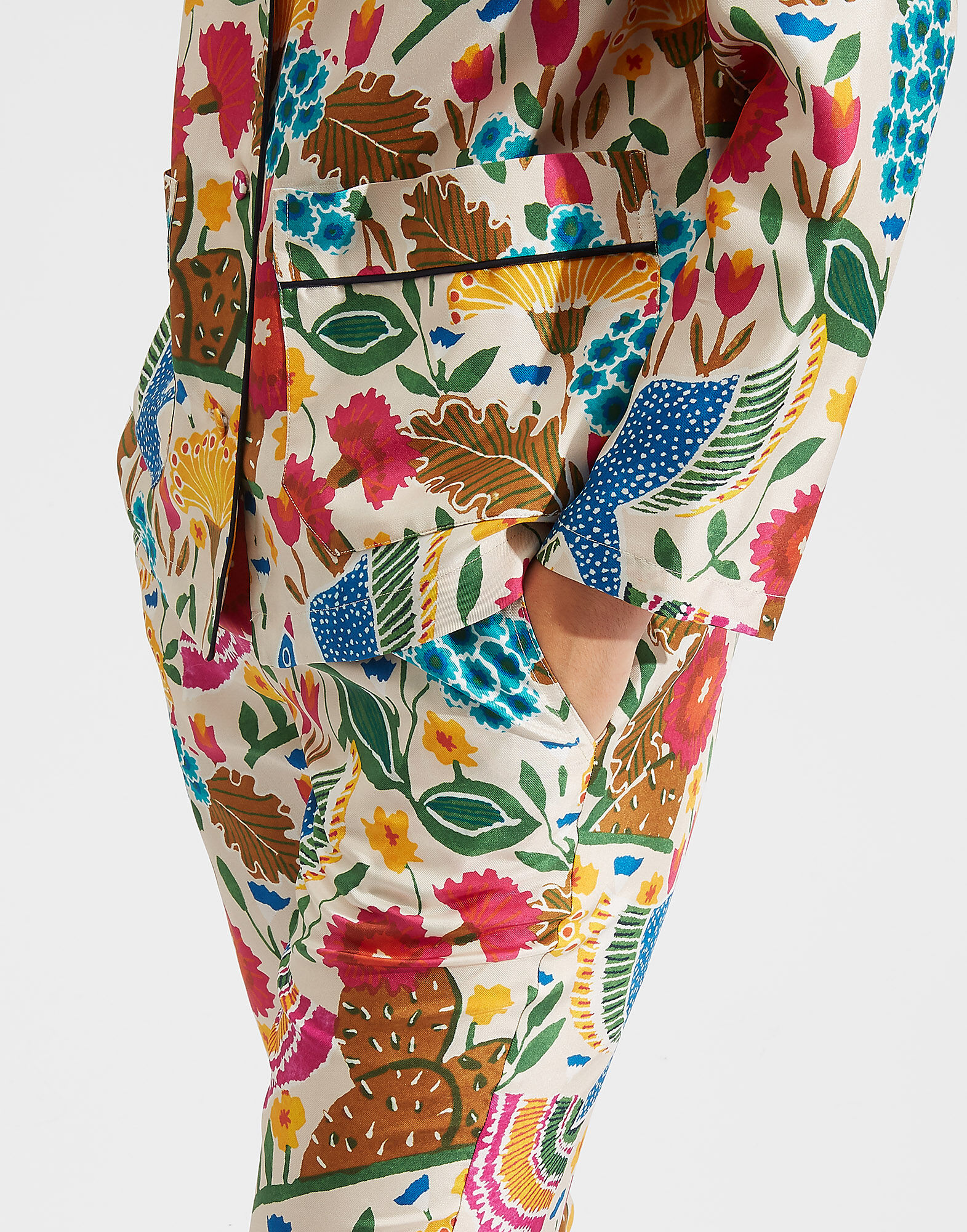 La DoubleJ Pajama Pants Colombo Bianco TRO0019SIL001COL0003