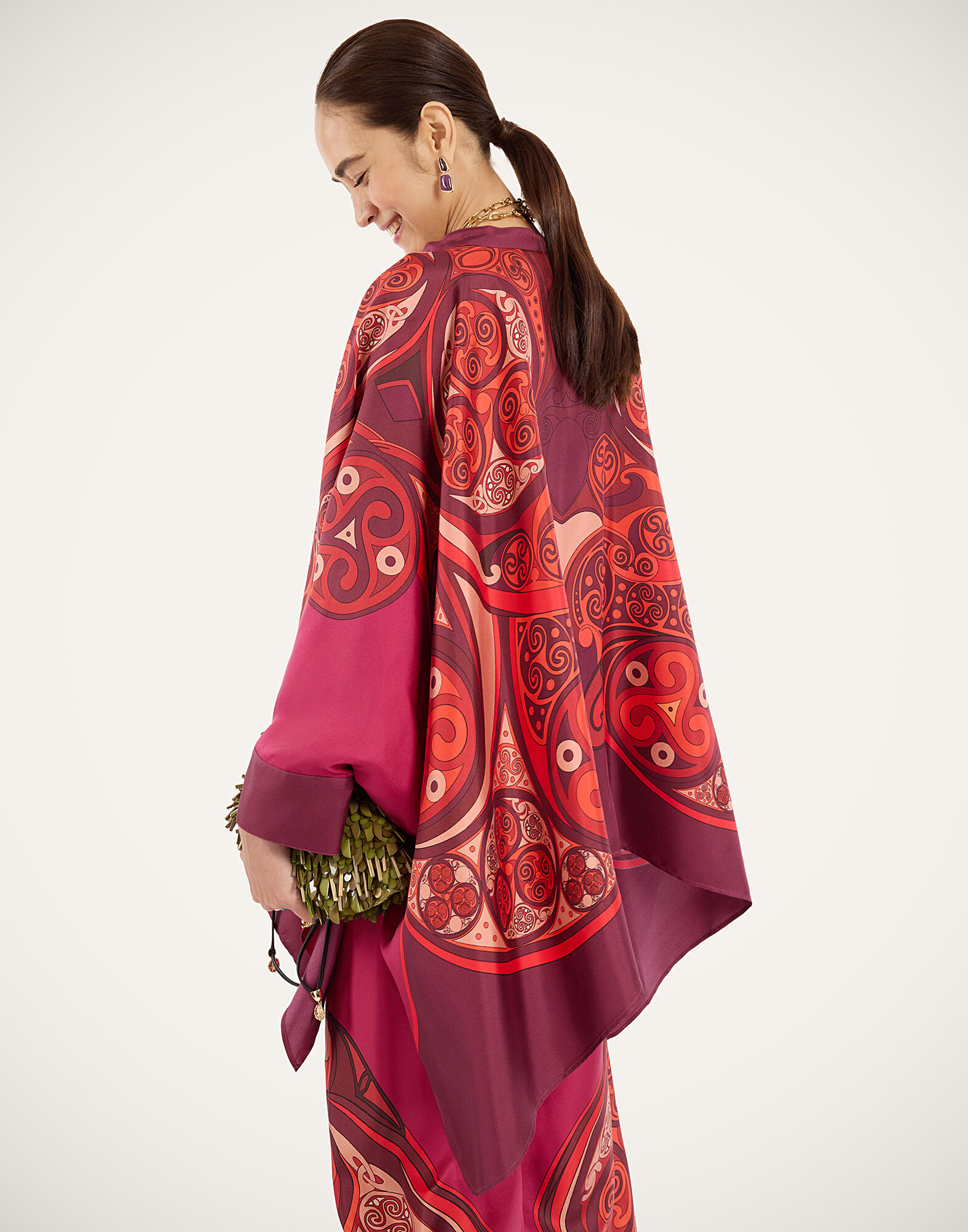 La DoubleJ Foulard Shirt Alchemy Plac&eacute;e Dark Red SHI0059SIL001ALC03RE40