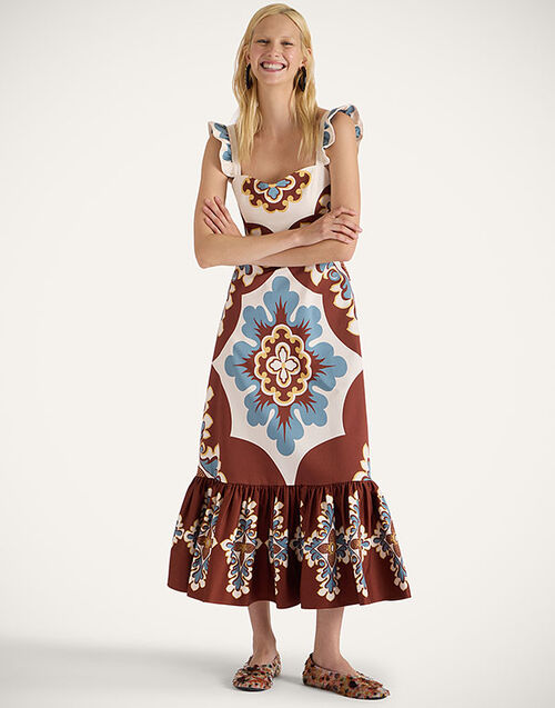 La DoubleJ Gingerbread Dress Palazzo Placée Chocolate DRE0672COT037PAL08BR07