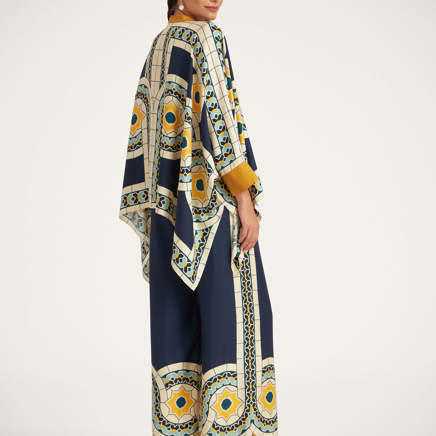 La Doublej La Double J Printed Silk-twill Trousers In Mudejar Placée Blue