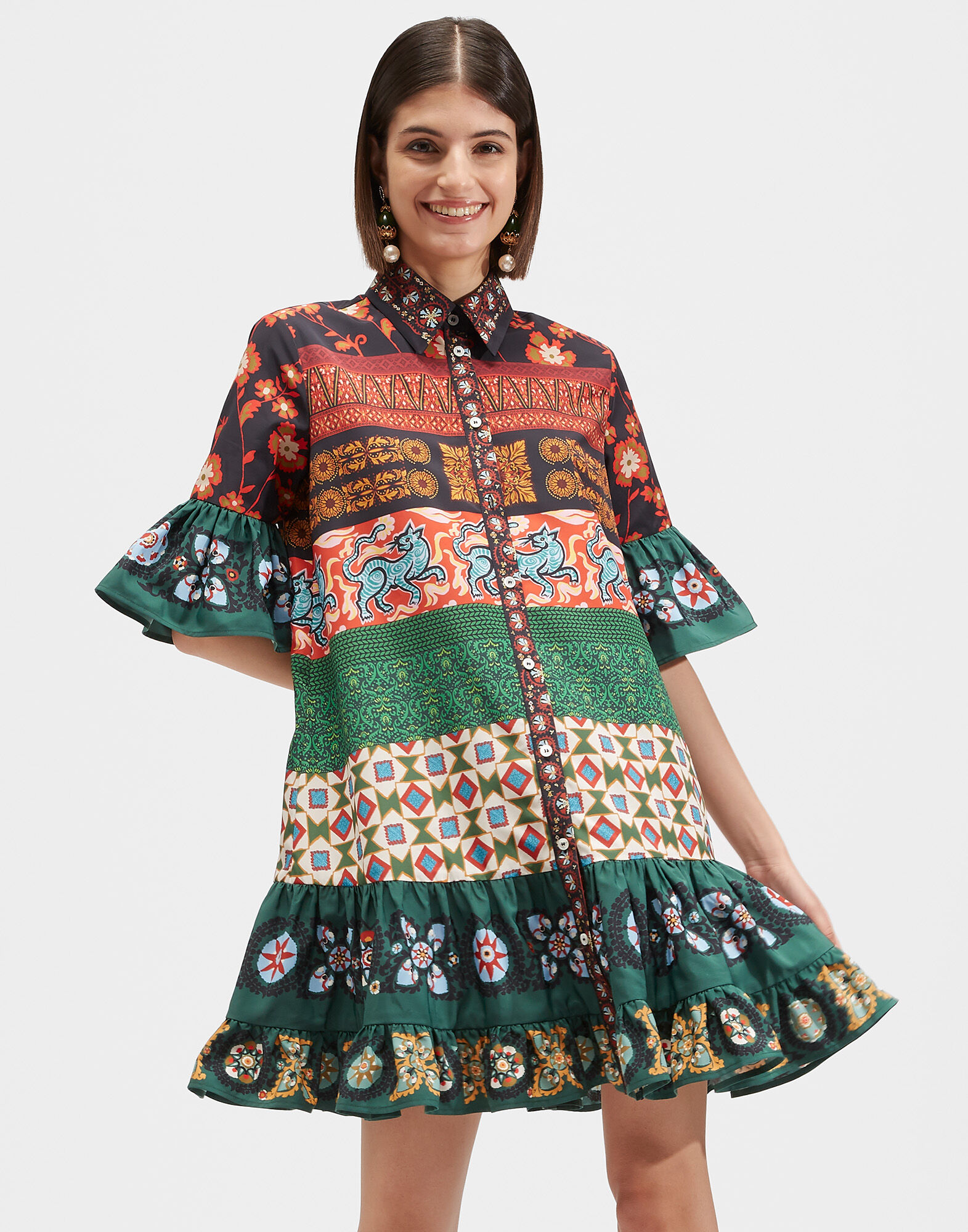 La DoubleJ Choux Dress Patchwork Plac&eacute;e DRE0205FAI002PAT0001