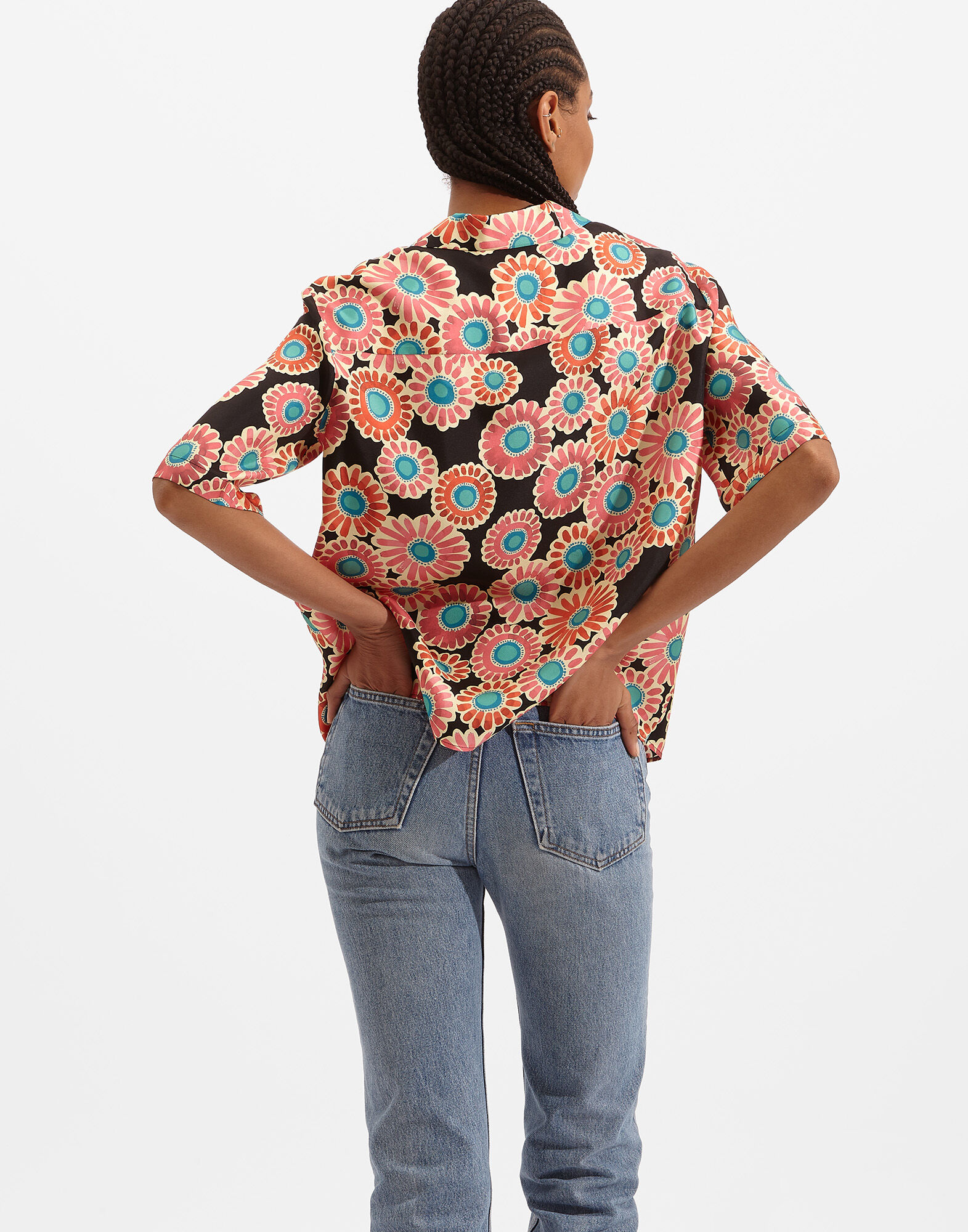 La DoubleJ Boxy Shirt Crazy Daisy Black SHI0064SIL001DAY0002