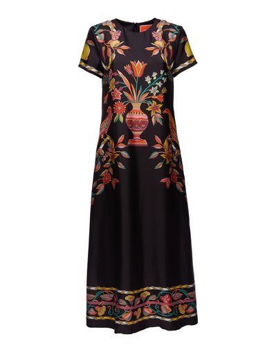 Swing Dress in Borboni Placee Nero for Women | La DoubleJ Swing Dress in Borboni Placee Nero for Women | La DoubleJ