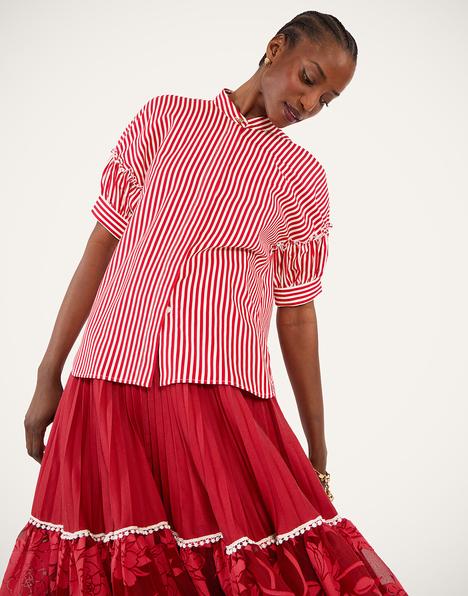 La DoubleJ Grace Shirt Pinstripe Red SHI0123VIS029STR09RE01