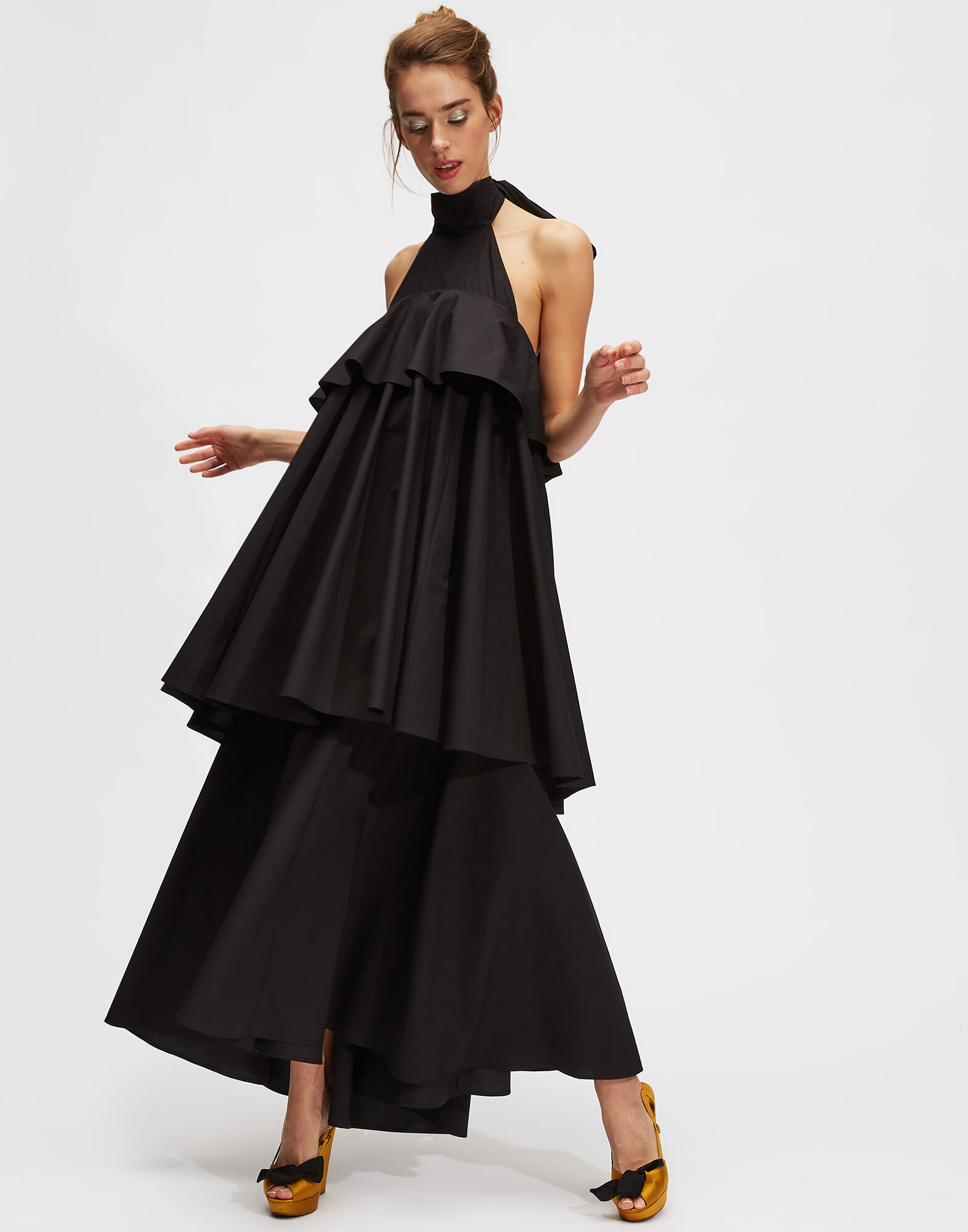 LaDoubleJ Long Bonbon Dress Solid Black DRE0123COT001BLA0001