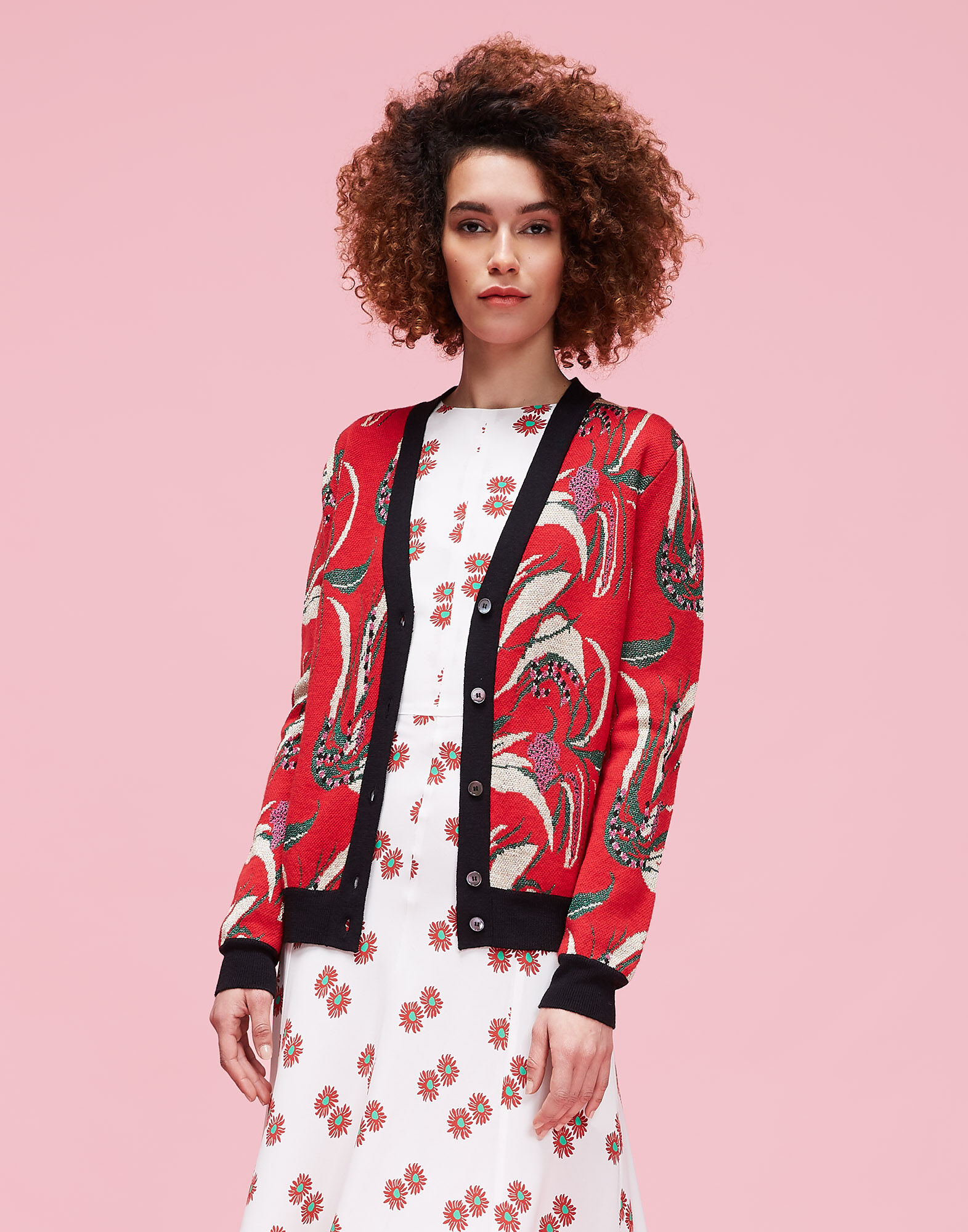 LaDoubleJ Cardigan Windy Flowers Rosso PUL0016KNI011WIN0001