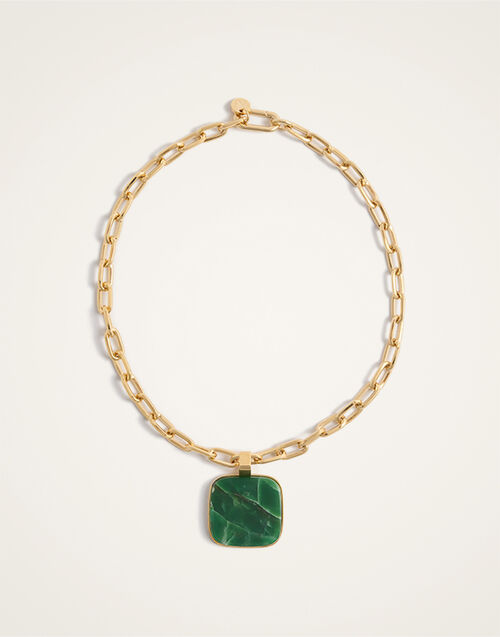 La DoubleJ Soul Pendant Necklace 24K Gold Plate & Green Jade NEC0017BRA003JAD01YE05