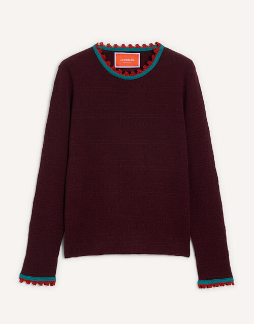 La DoubleJ Picket Crew Neck Solid Burgundy PUL0308KNI171SOLIDRE07