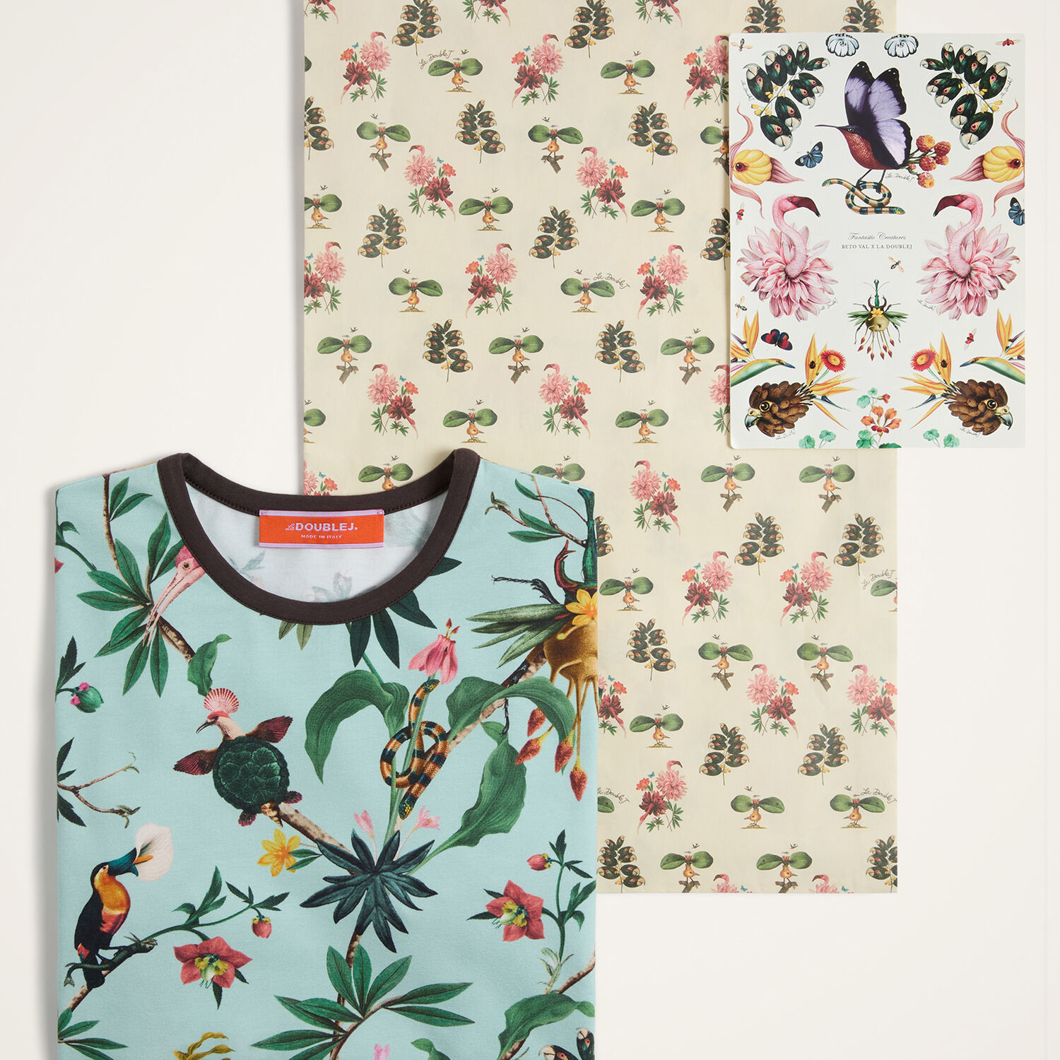  La Doublej T-shirts & Sweatshirts Women - The Cu-tee Crop Zooflora Light Blue L 93% Cotton 7% Elastane 