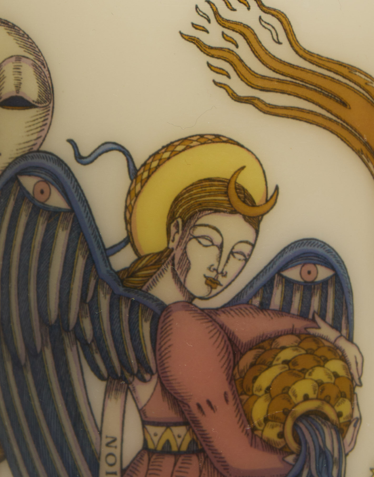 La DoubleJ Printed Pillar Candle The Angel Multicolor CAN0011WAX001ANG01MU01