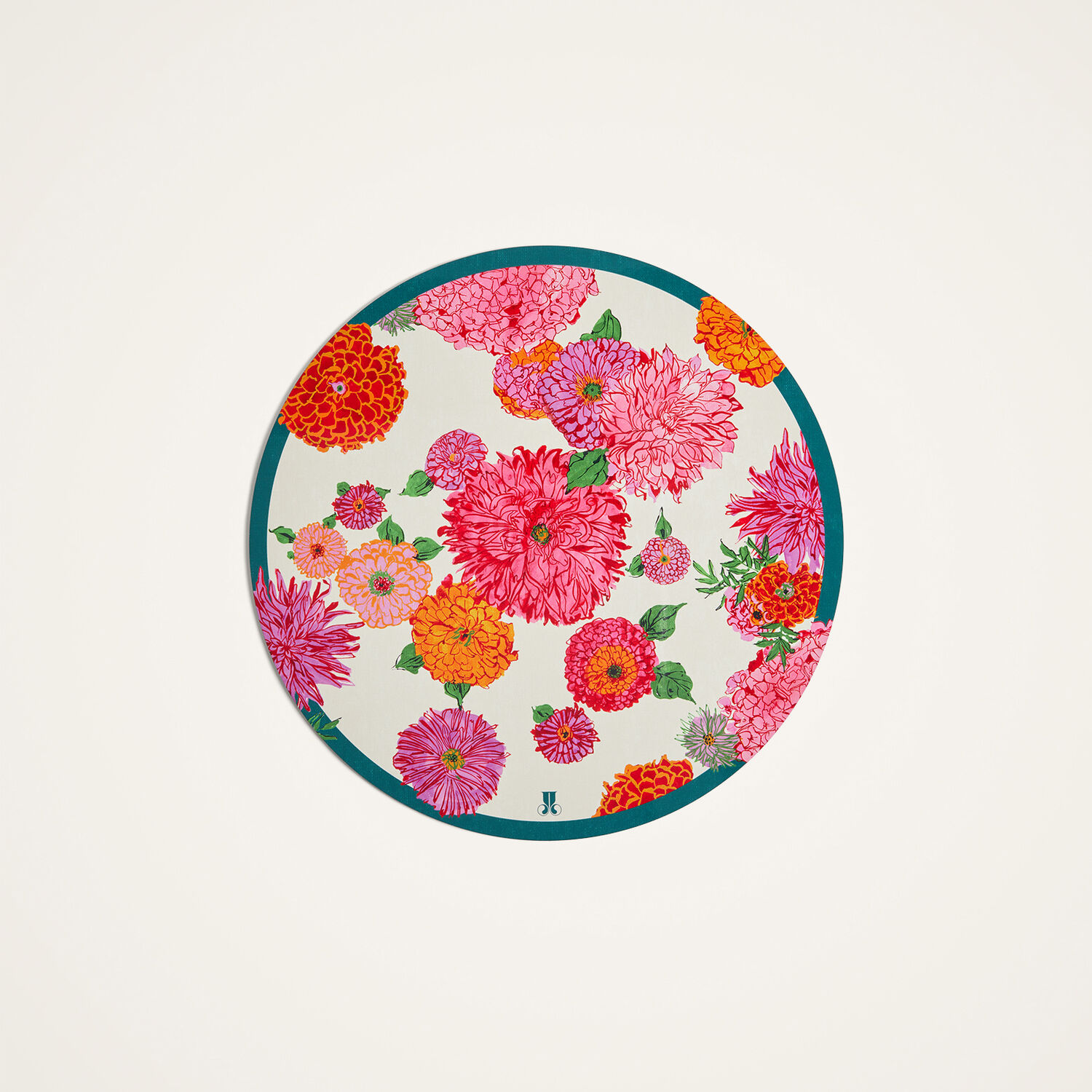  La Doublej Placemats & Runners Women - Disk Placemats Set Of 2 Bright Blooms Pink One Size 83% Wood Fiber 12% Cork 5% Polyester 